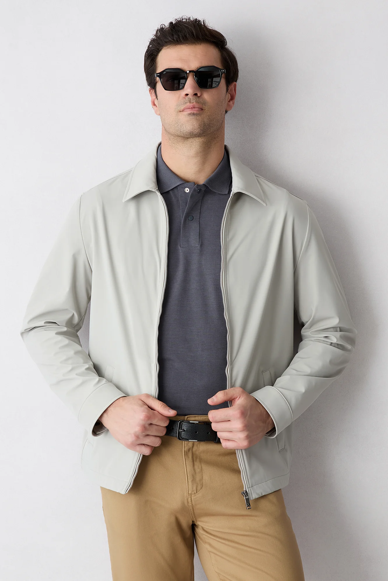 Orta Antrasit Regular Fit Çıtçıtlı Polo Yaka Ribana Detaylı Lyocell Karışımlı Tişört - Image 6
