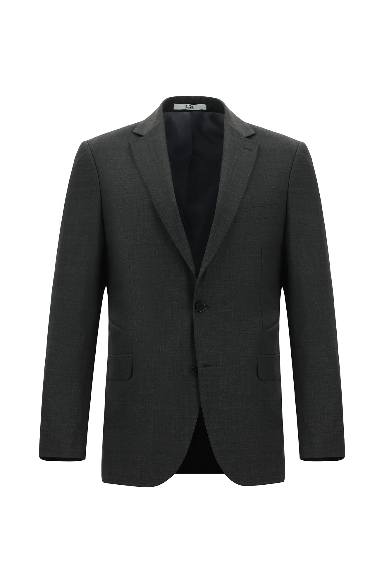 Orta Antrasit 6 Drop Regular Fit Standart Kesim Yünlü Desenli Takım Elbise - Image 2