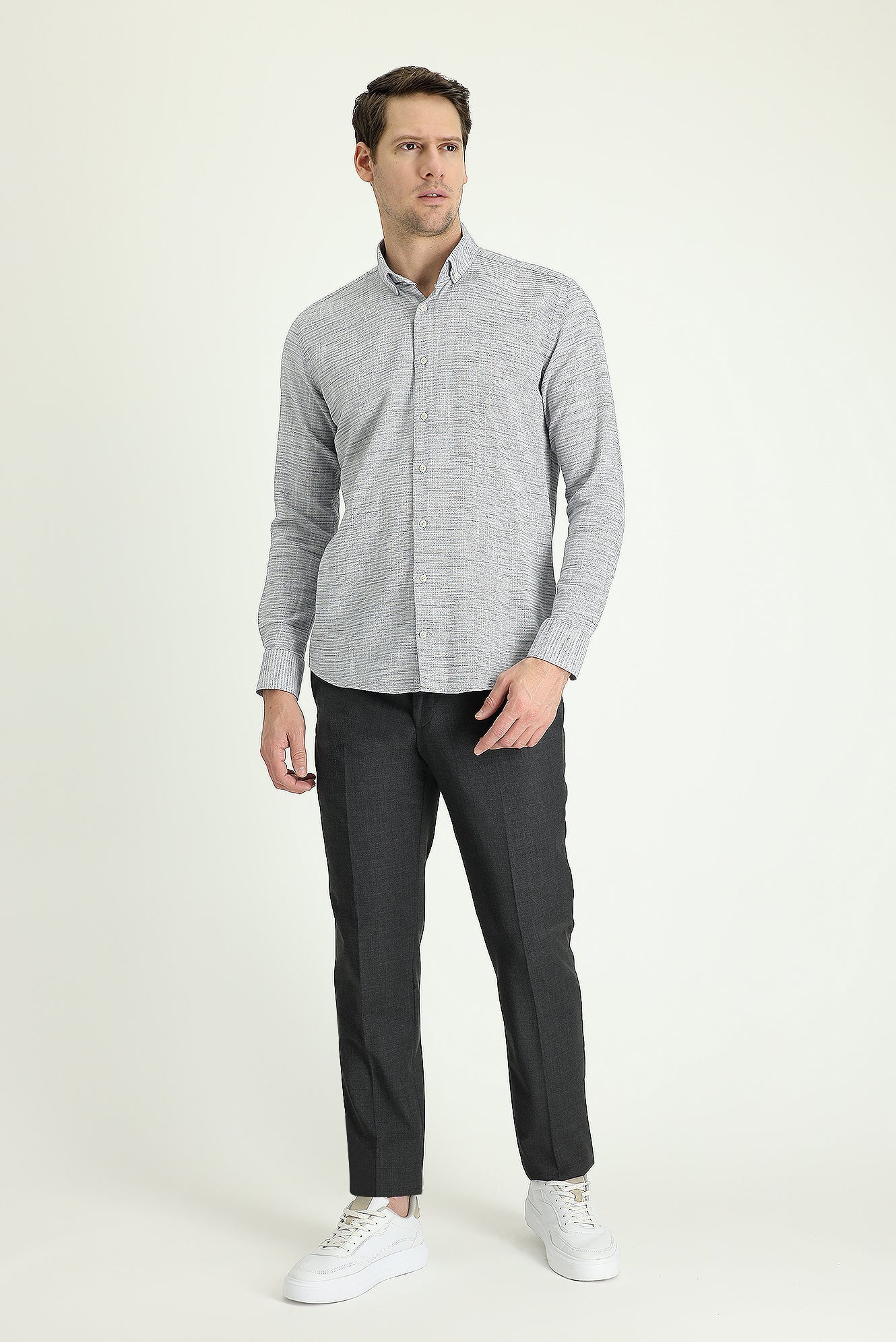 Orta Antrasit 6 Drop Regular Fit Standart Kesim Yünlü Klasik Kumaş Pantolon - Image 2