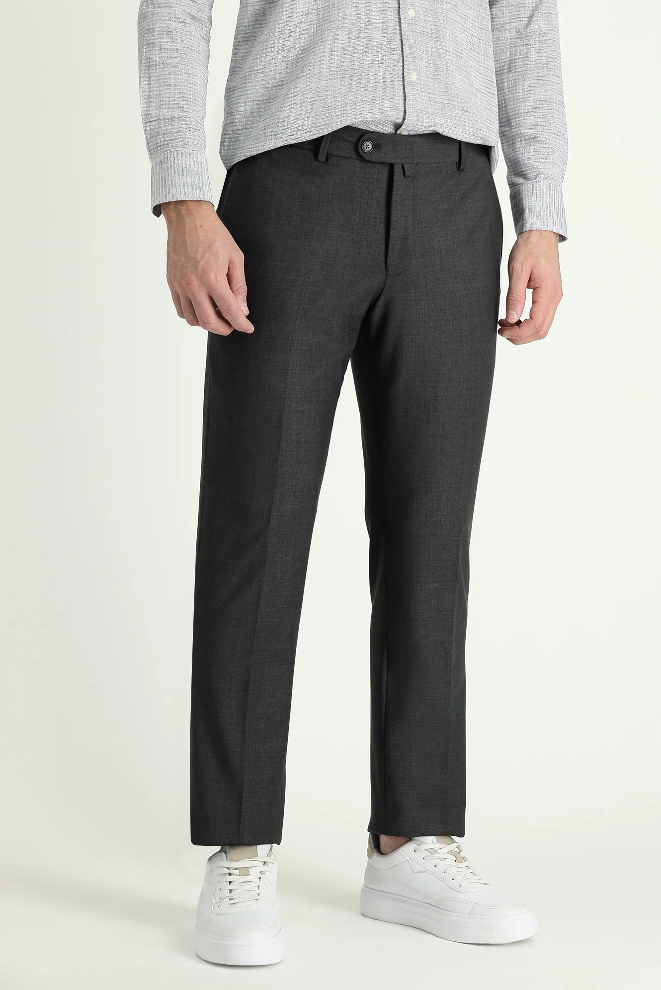 Orta Antrasit 6 Drop Regular Fit Standart Kesim Yünlü Klasik Kumaş Pantolon - Image 3