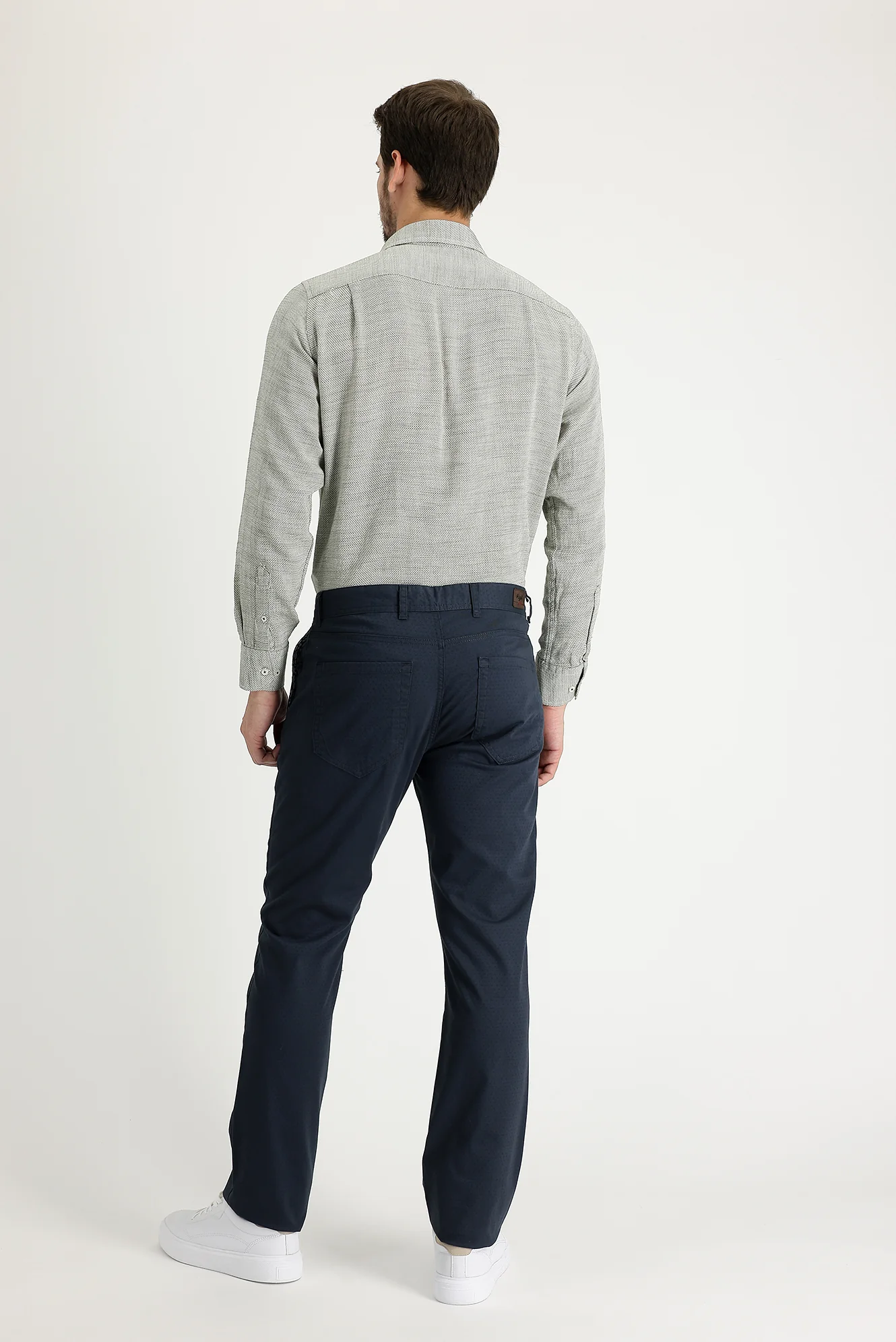 Orta Antrasit Relaxed Fit Rahat Kesim Desenli Likralı Kanvas / Chino Pantolon - Image 2