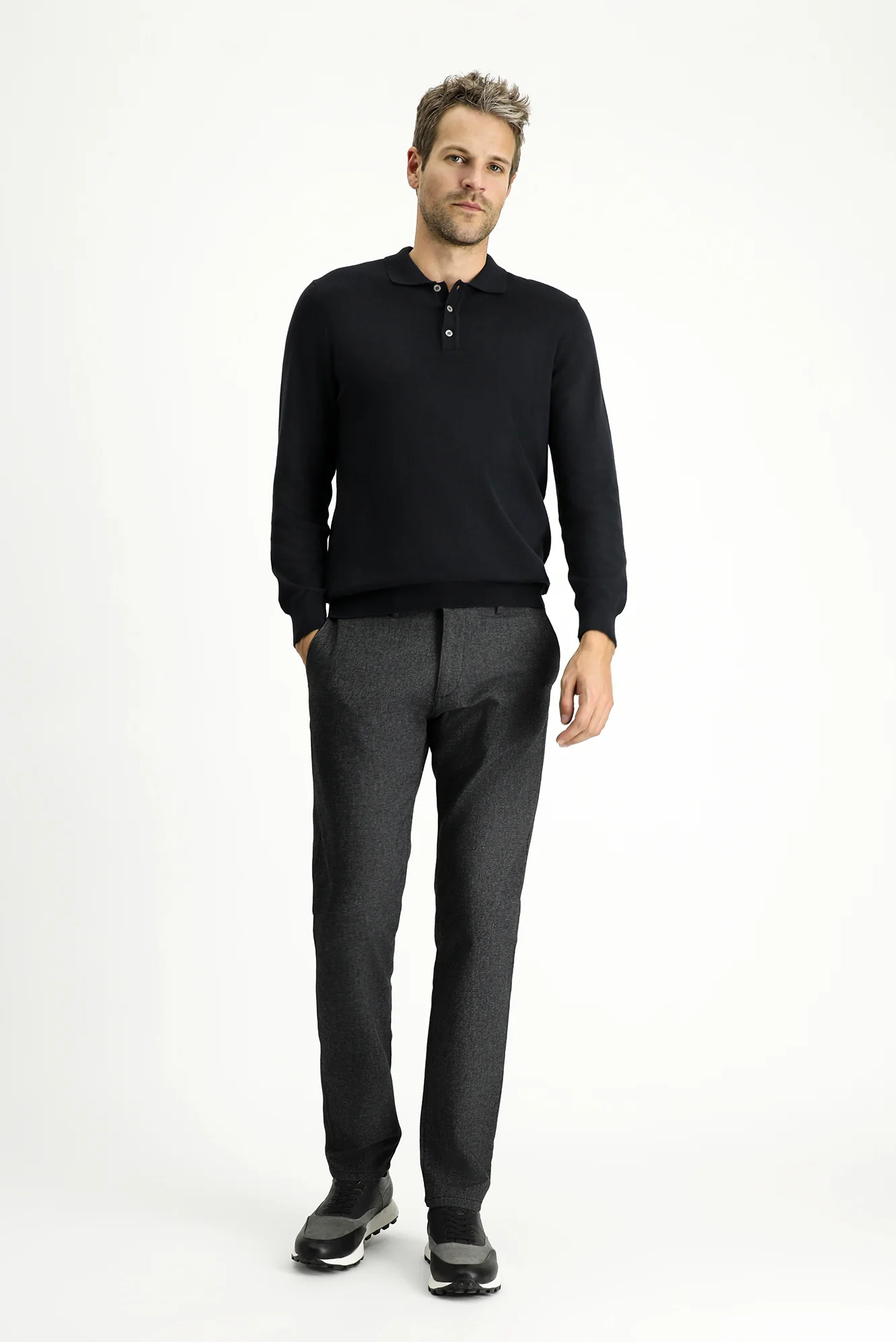 Orta Antrasit Relaxed Fit Rahat Kesim Likralı Kanvas / Chino Pantolon - Image 2