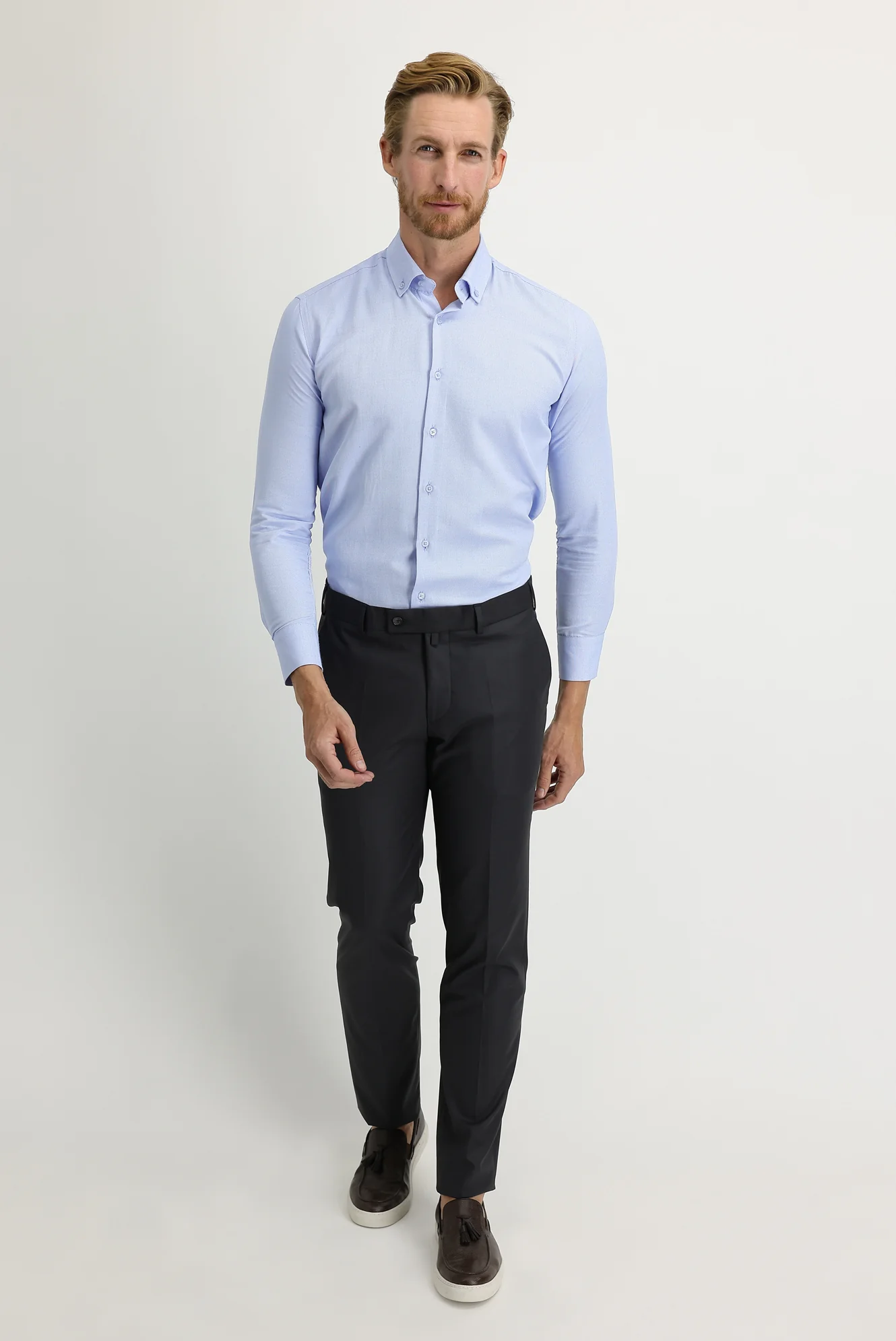 Orta Antrasit 4 Drop Relaxed Fit Rahat Kesim Likralı Klasik Kumaş Pantolon