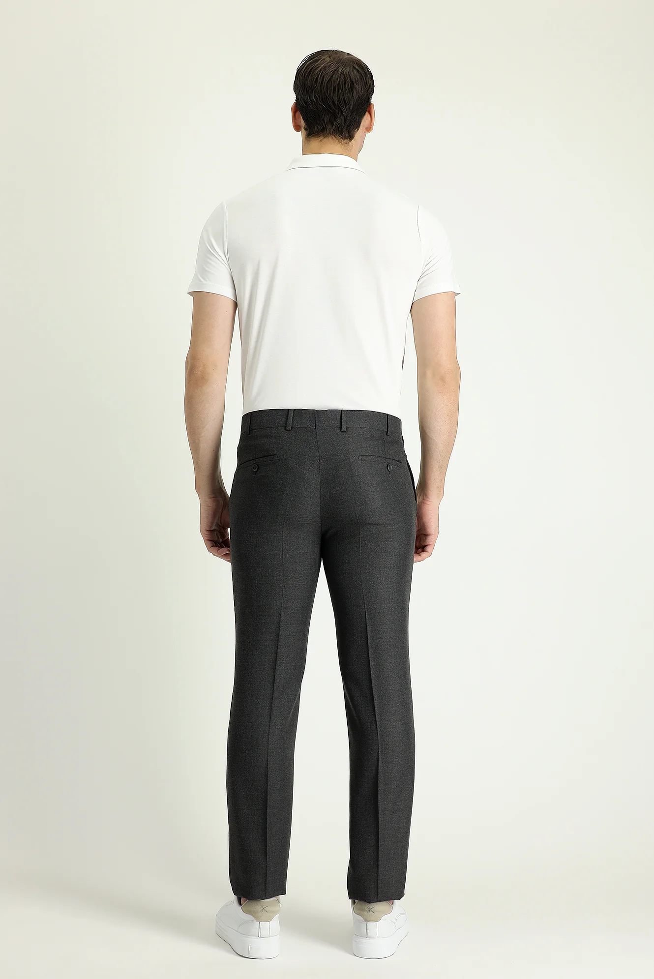 Orta Antrasit 4 Drop Relaxed Fit Rahat Kesim Likralı Klasik Kumaş Pantolon - Image 3
