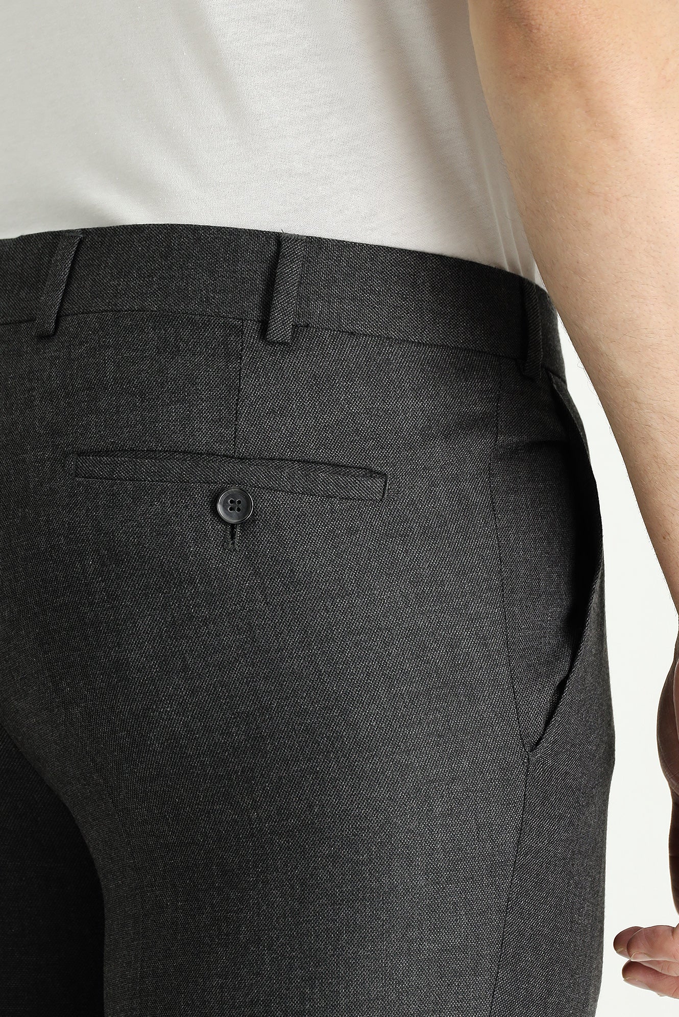 Orta Antrasit 4 Drop Relaxed Fit Rahat Kesim Likralı Klasik Kumaş Pantolon - Image 4