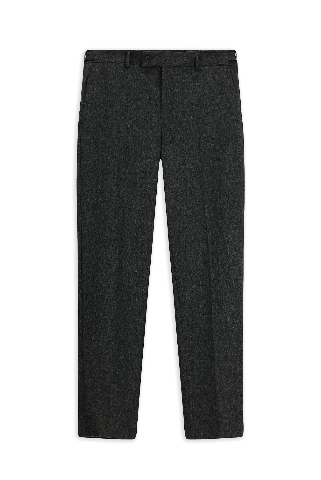 Orta Antrasit 4 Drop Relaxed Fit Rahat Kesim Tokalı Yünlü Flanel Klasik Pantolon - Image 6