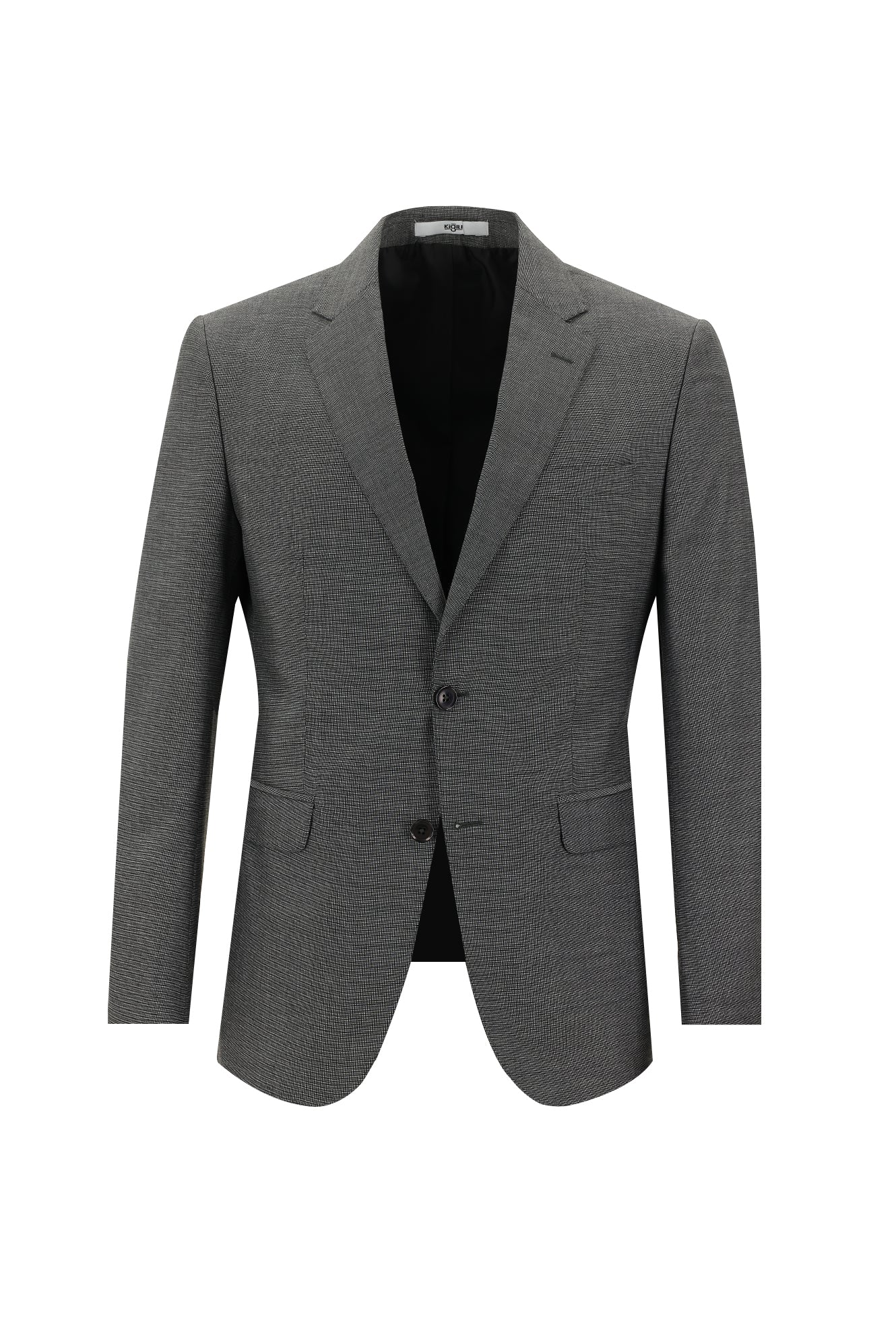 Orta Antrasit 7 Drop Slim Fit Dar Kesim Beli Lastikli İpli Desenli Takım Elbise - Image 2