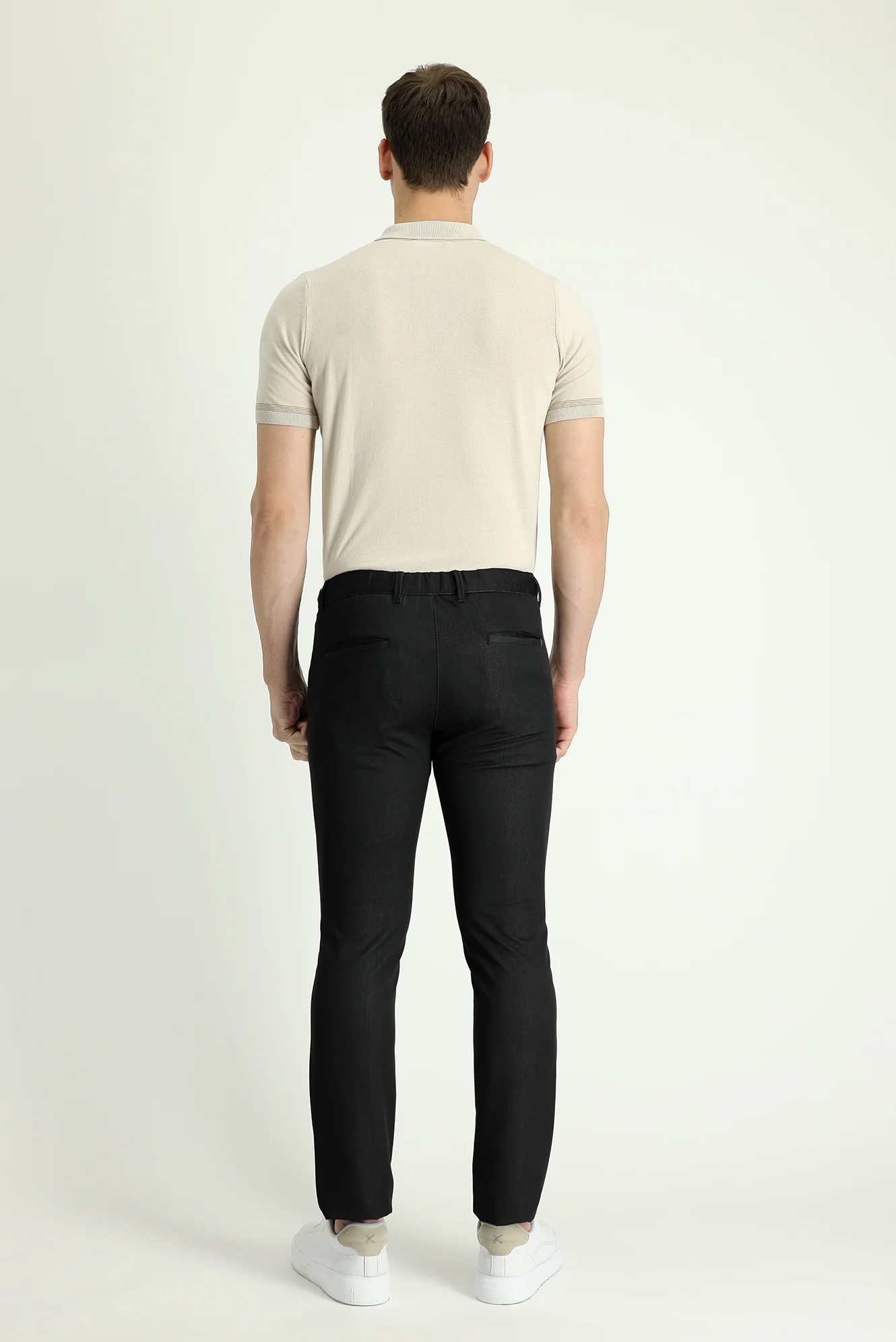 Orta Antrasit Slim Fit Dar Kesim Beli Lastikli İpli Pantolon - Image 3