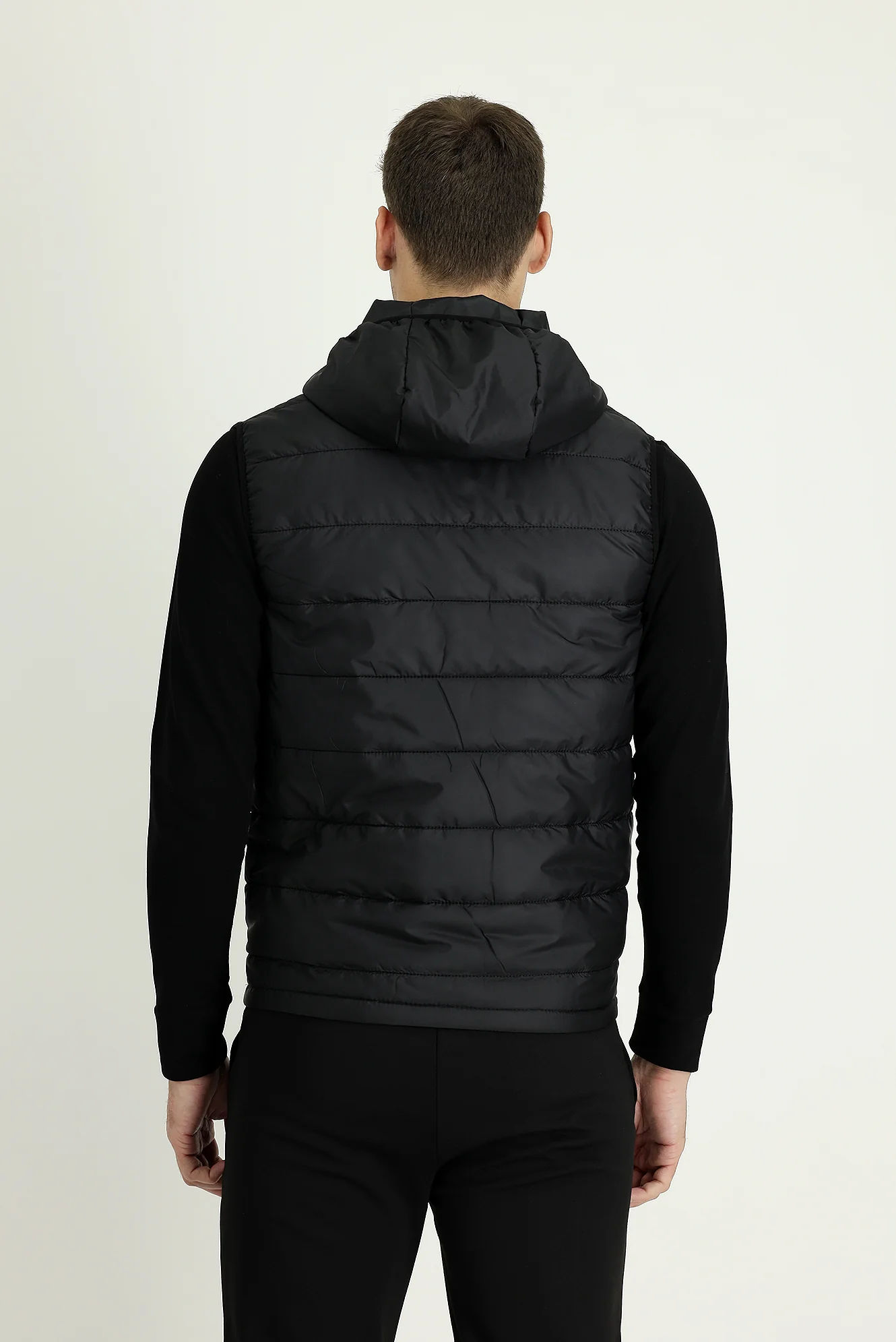 Orta Antrasit Slim Fit Dar Kesim Kapüşonlu Spor Yelek - Image 2
