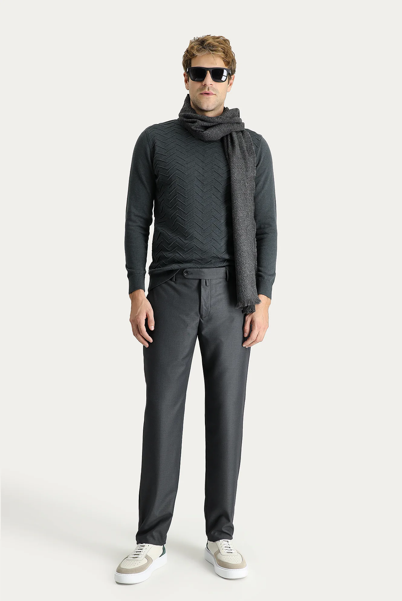 Orta Antrasit 7 Drop Slim Fit Dar Kesim Klasik Kumaş Pantolon - Image 2