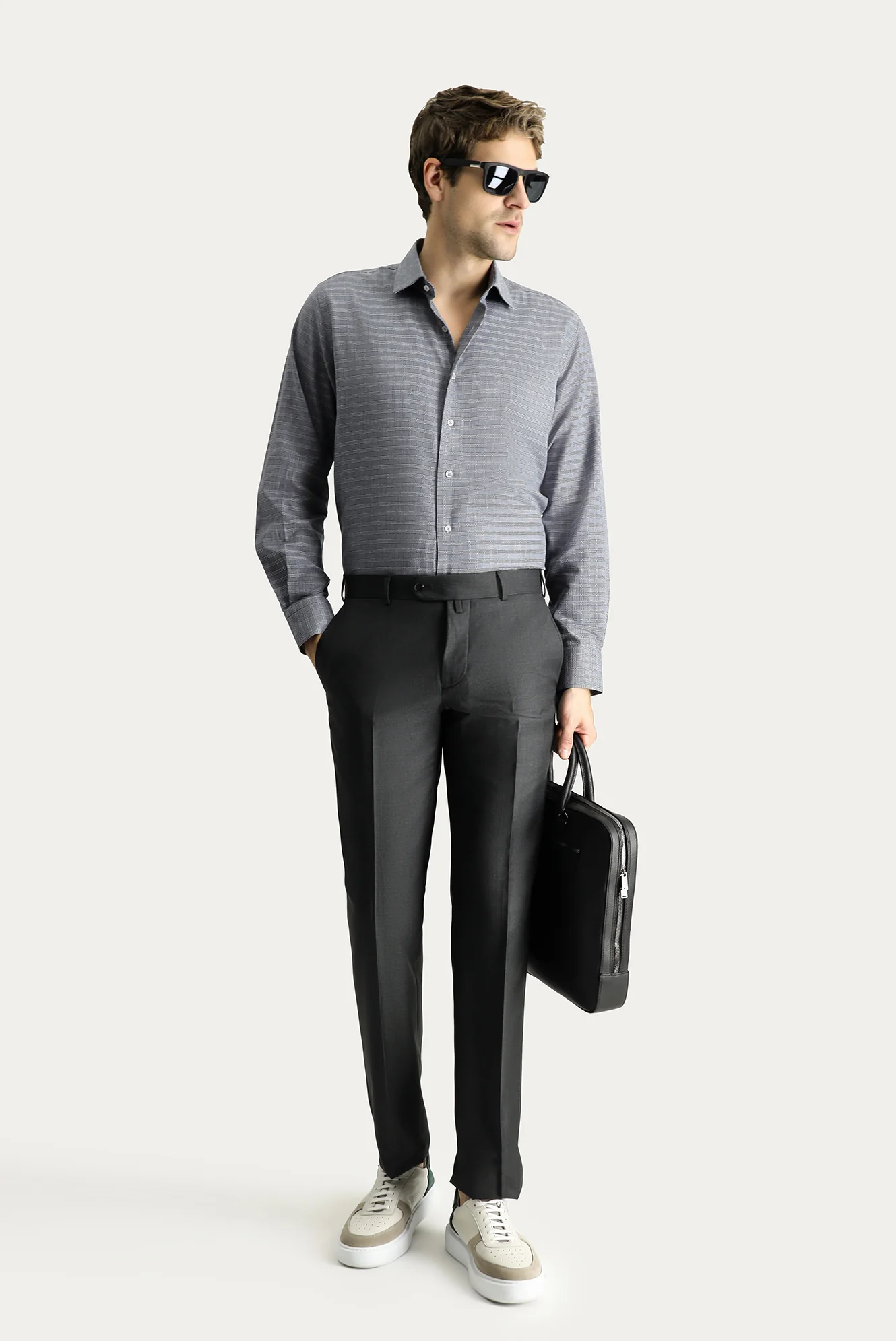 Orta Antrasit 7 Drop Slim Fit Dar Kesim Klasik Kumaş Pantolon
