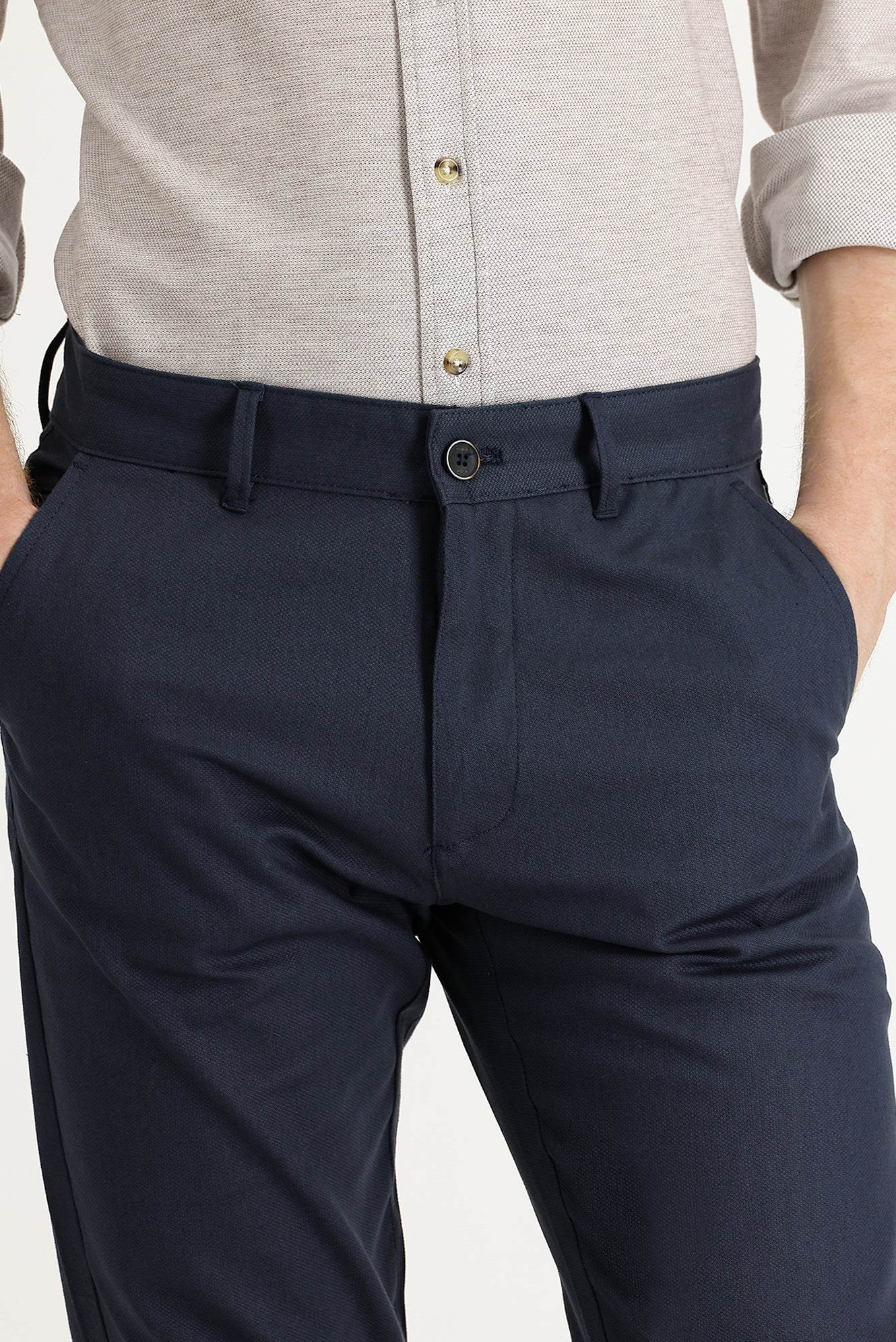 Orta Antrasit Slim Fit Dar Kesim Likralı Kanvas / Chino Pantolon - Image 2
