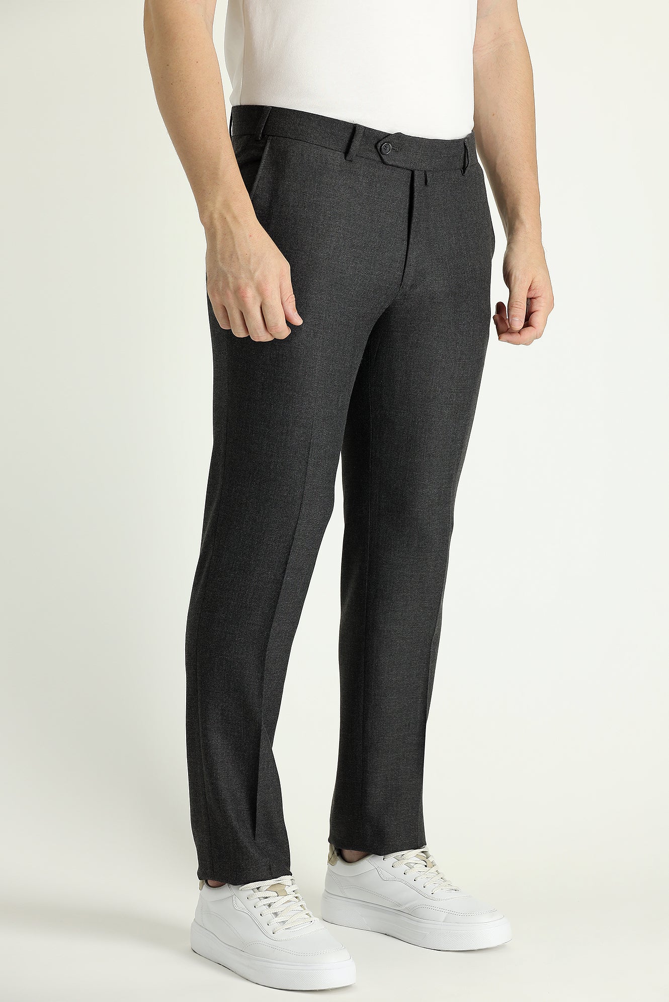 Orta Antrasit 7 Drop Slim Fit Dar Kesim Likralı Klasik Kumaş Pantolon - Image 2