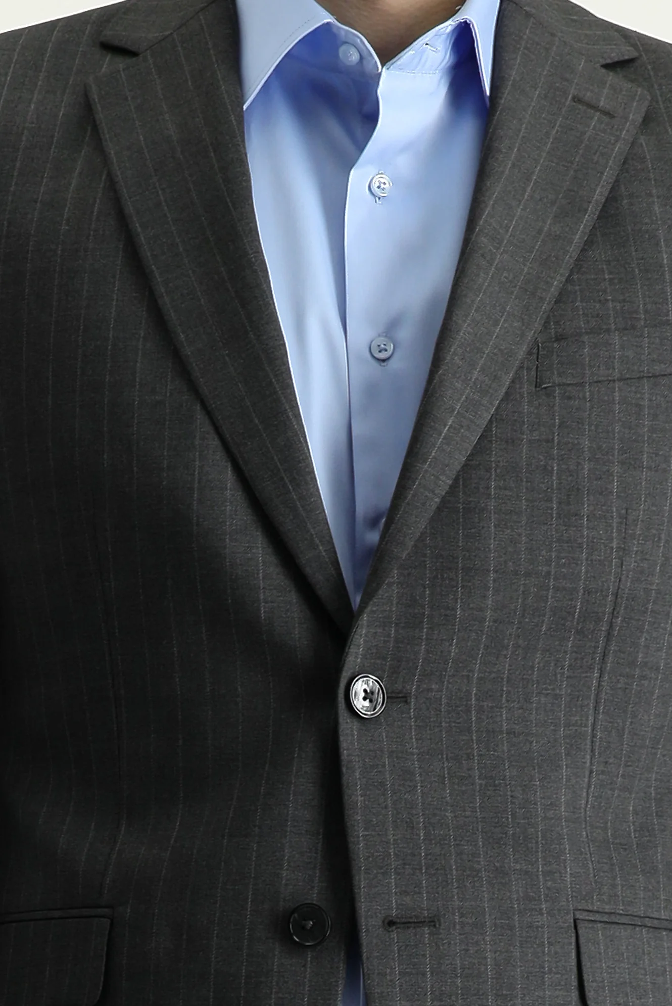 Orta Antrasit 7 Drop Slim Fit Dar Kesim Yünlü Çizgili Takım Elbise - Image 7