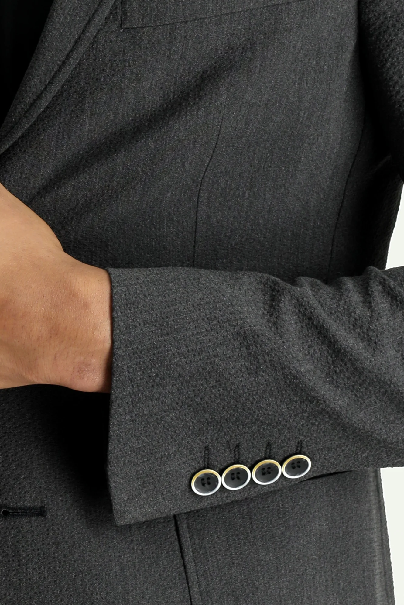 Orta Antrasit 7 Drop Super Slim Fit Eksra Dar Kesim Gofre Ceket - Image 6