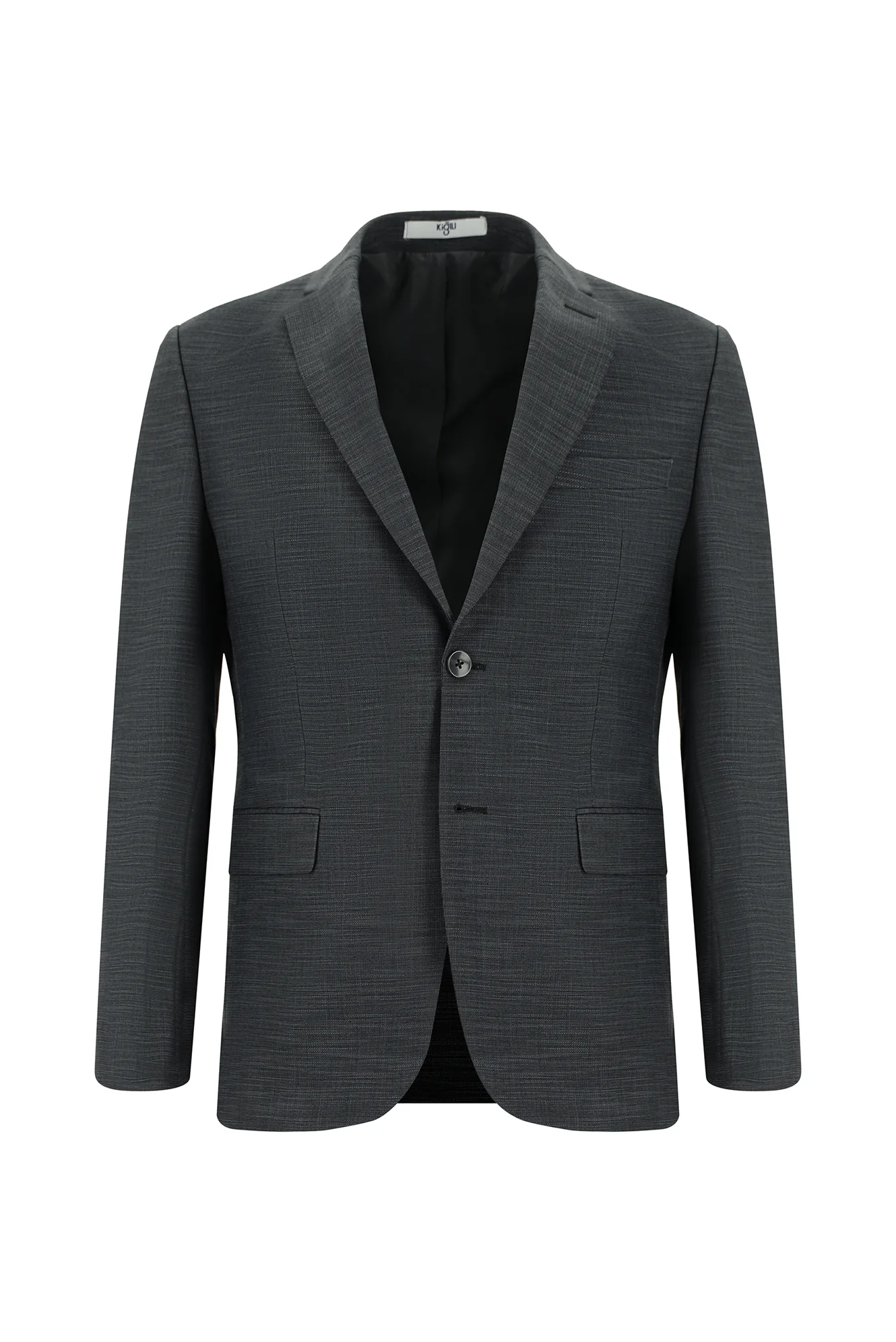 Orta Antrasit 7 Drop Super Slim Fit Eksra Dar Kesim Desenli Takım Elbise - Image 2