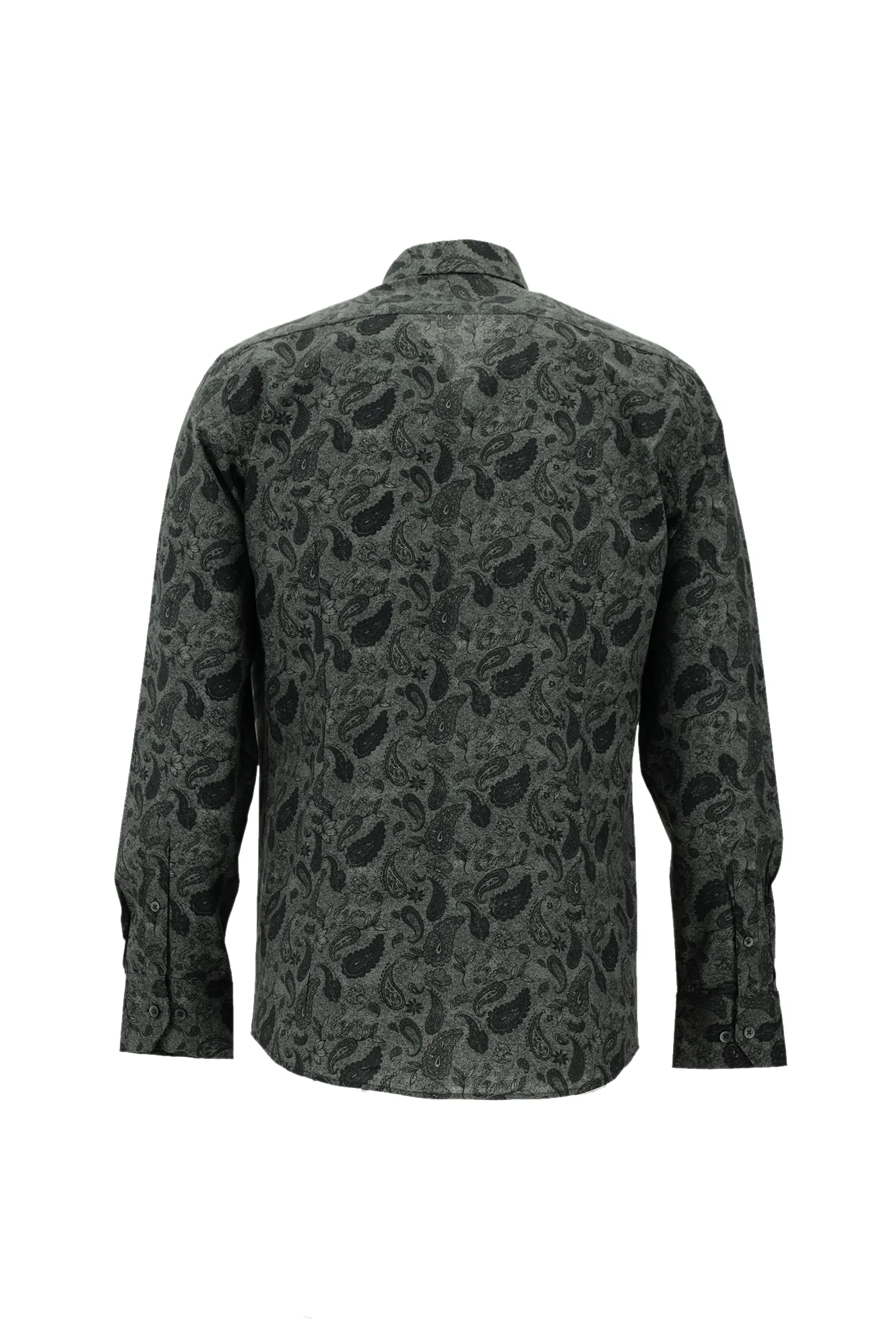 Orta Antrasit Uzun Kol Slim Fit Dar Kesim Baskılı Pamuk Spor Gömlek - Image 3