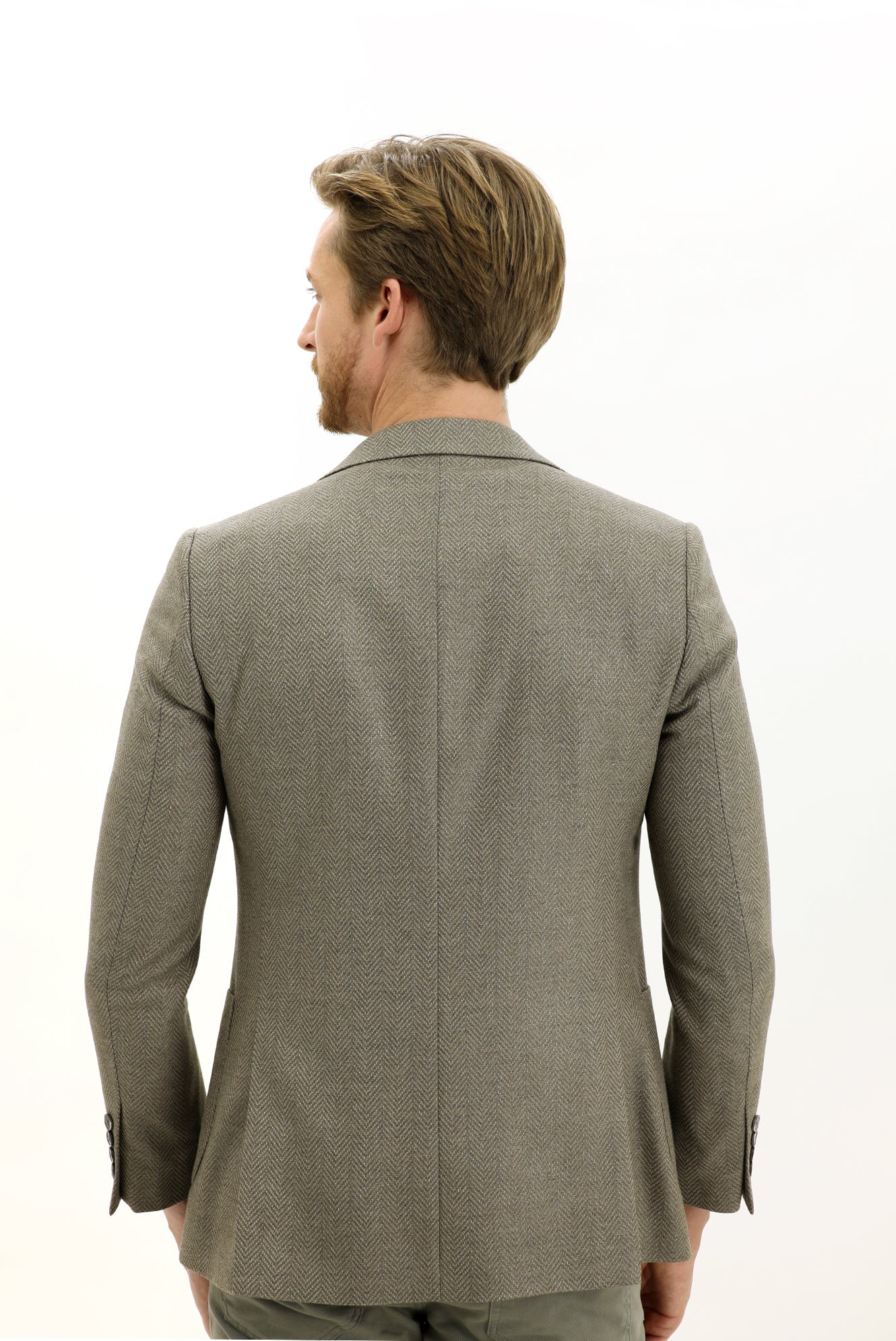 Orta Bej 4 Drop Relaxed Fit Rahat Kesim Balıksırtı Ceket - Image 6