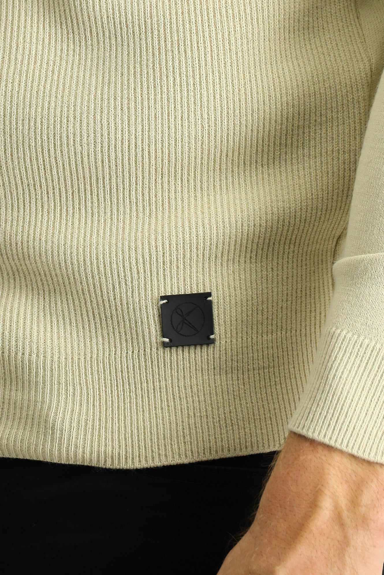Orta Bej Bisiklet Yaka Slim Fit Dar Kesim Desenli Triko Kazak - Image 5