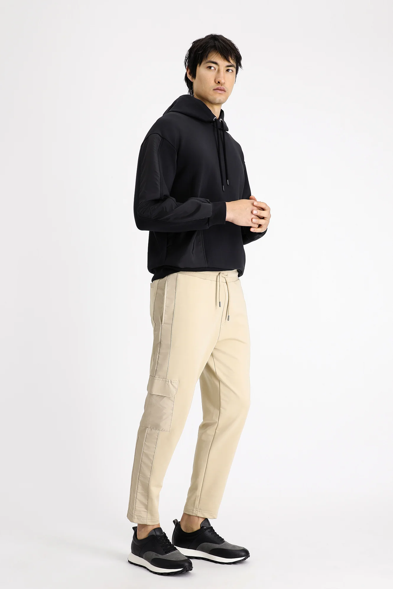 Orta Bej Pamuklu Kargo Cepli Sweatpant / Eşofman Altı