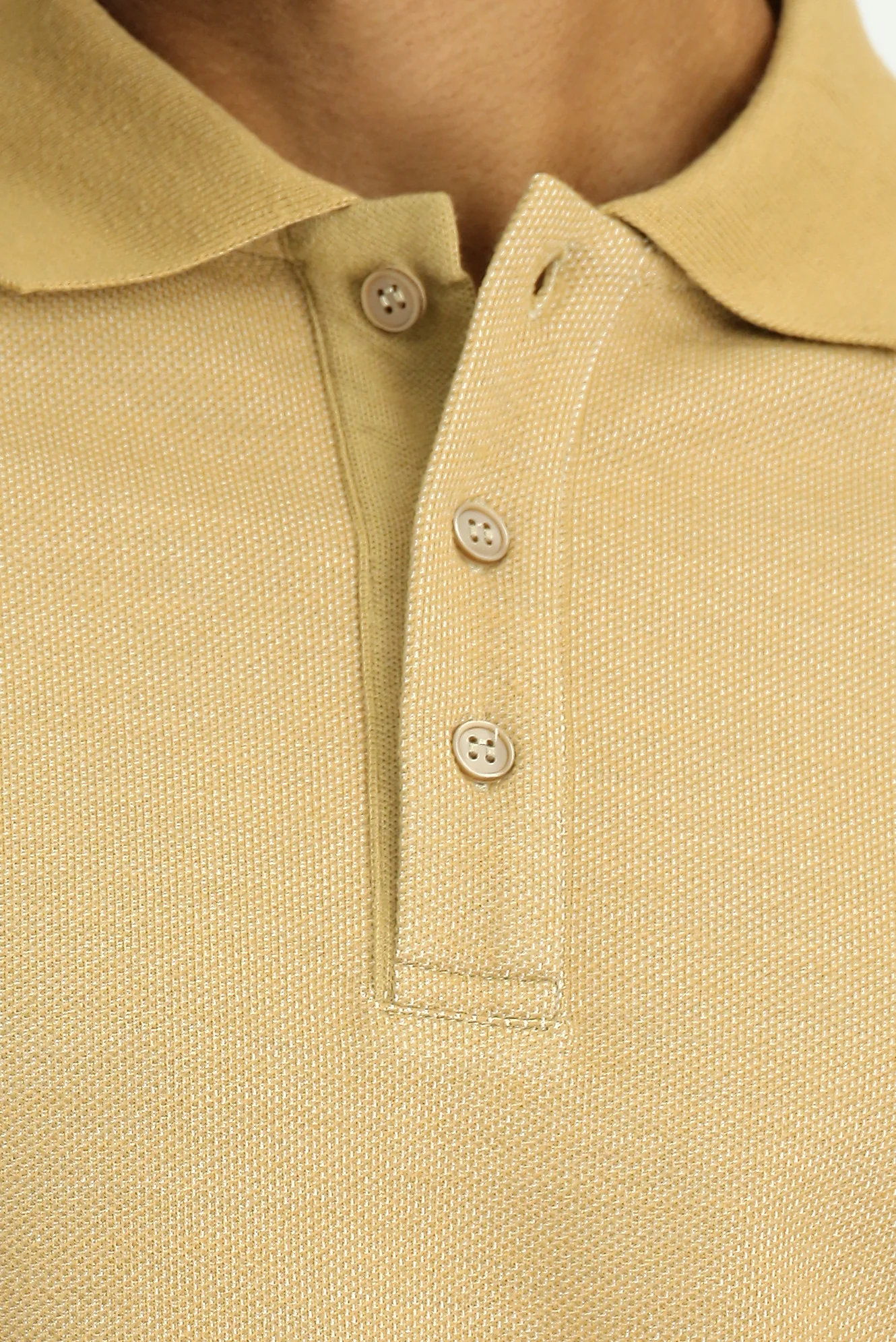 Orta Bej Polo Yaka Regular Fit Desenli Sweatshirt - Image 5