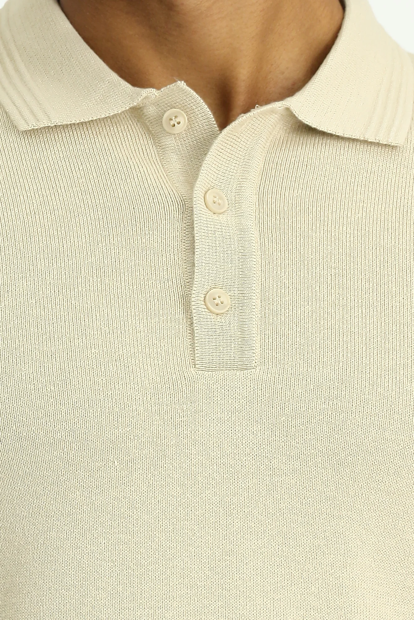 Orta Bej Polo Yaka Regular Fit Pamuklu Triko Kazak - Image 5