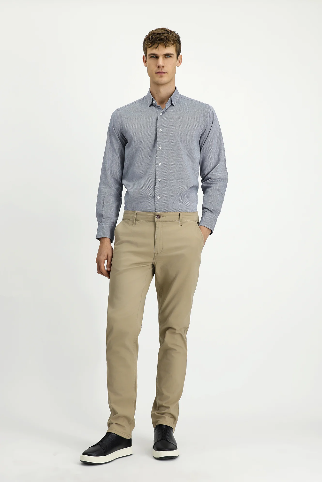 Orta Bej Regular Fit Standart Kesim Likralı Kanvas / Chino Pantolon - Image 3