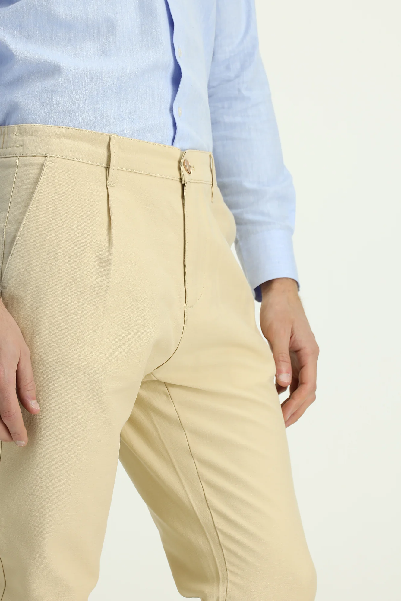 Orta Bej Regular Fit Standart Kesim Pamuklu Kanvas / Chino Pantolon - Image 5
