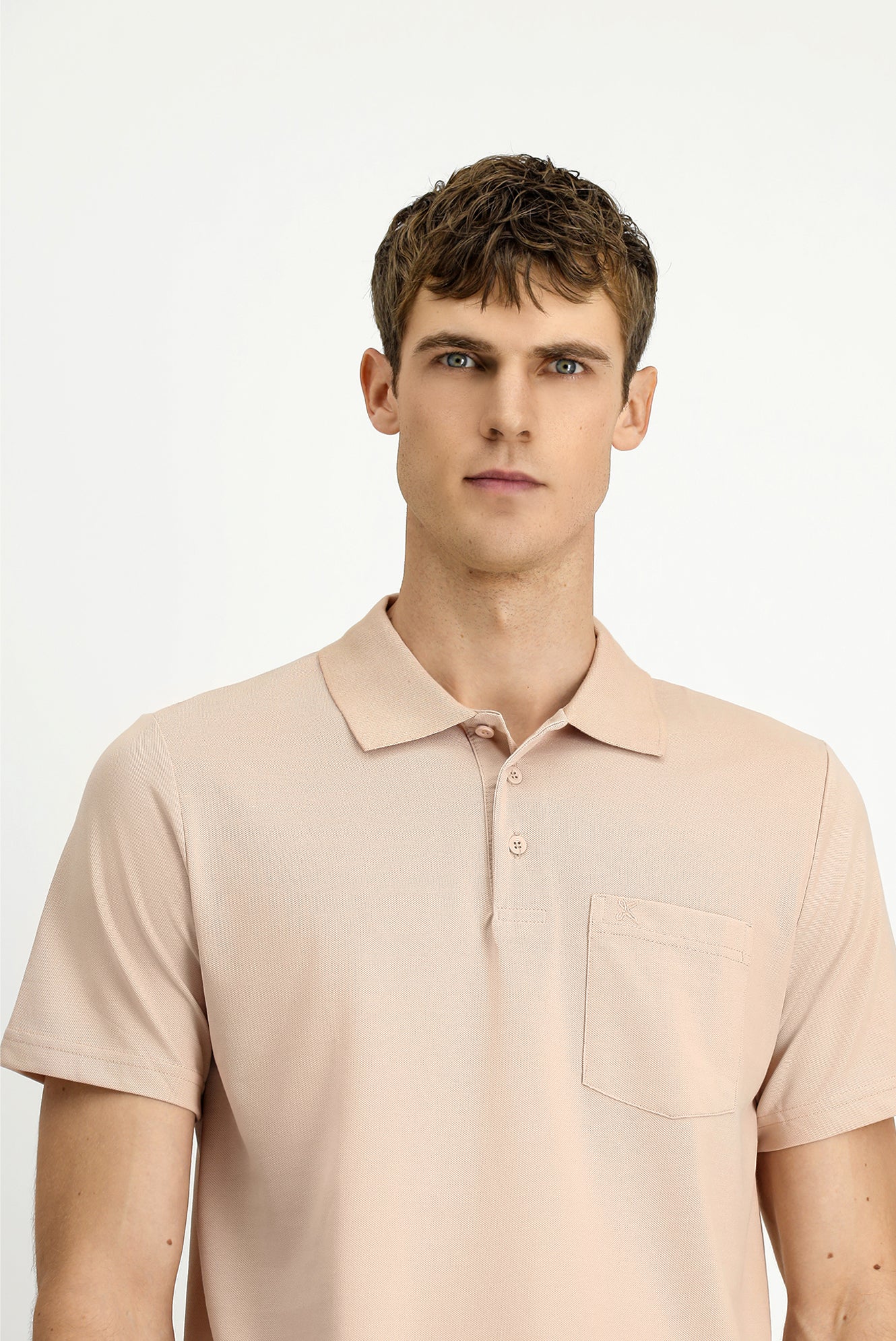 Orta Bej Regular Fit Pamuklu Nakışlı Cepli Polo Yaka Tişört - Image 3