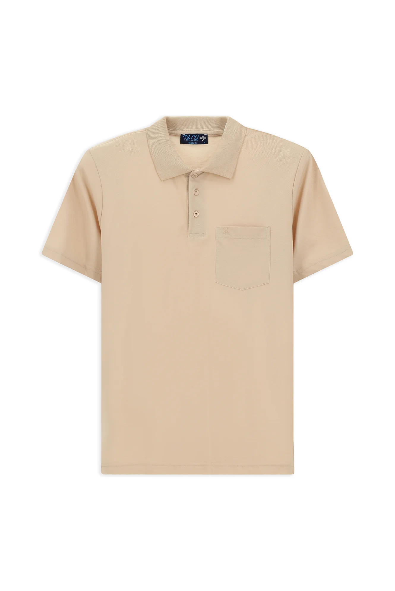 Orta Bej Regular Fit Pamuklu Nakışlı Cepli Polo Yaka Tişört - Image 8
