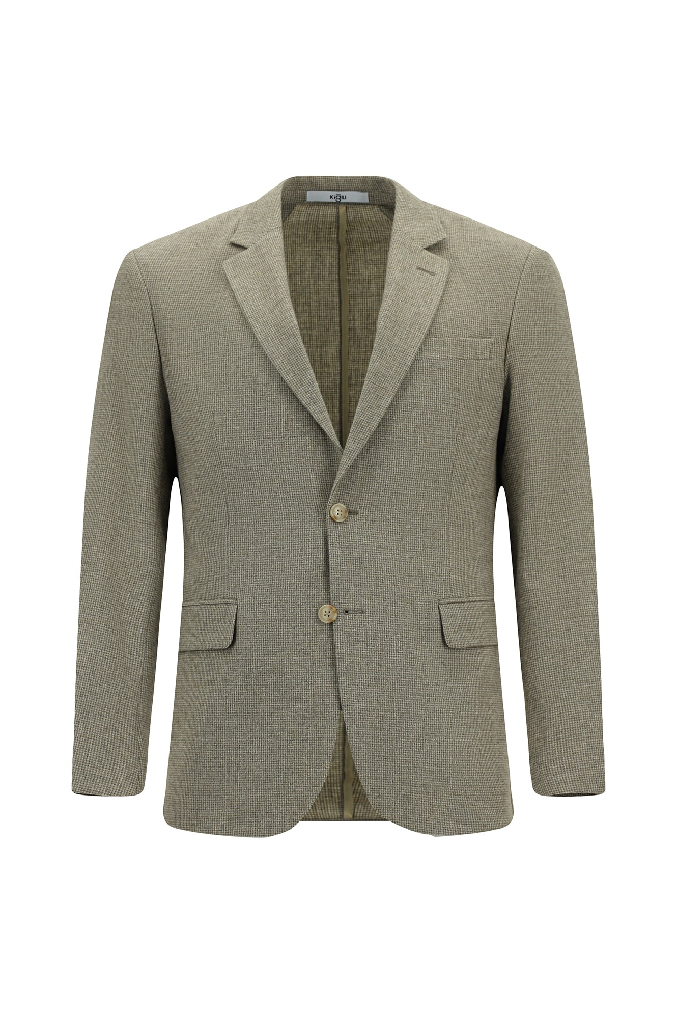 Orta Bej 7 Drop Slim Fit Dar Kesim Desenli Yünlü Ceket - Image 7