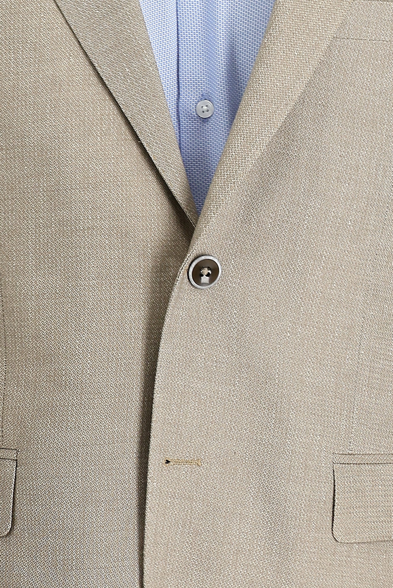 Orta Bej 4 Drop Relaxed Fit Rahat Kesim Klasik Desenli Keten Ceket - Image 5