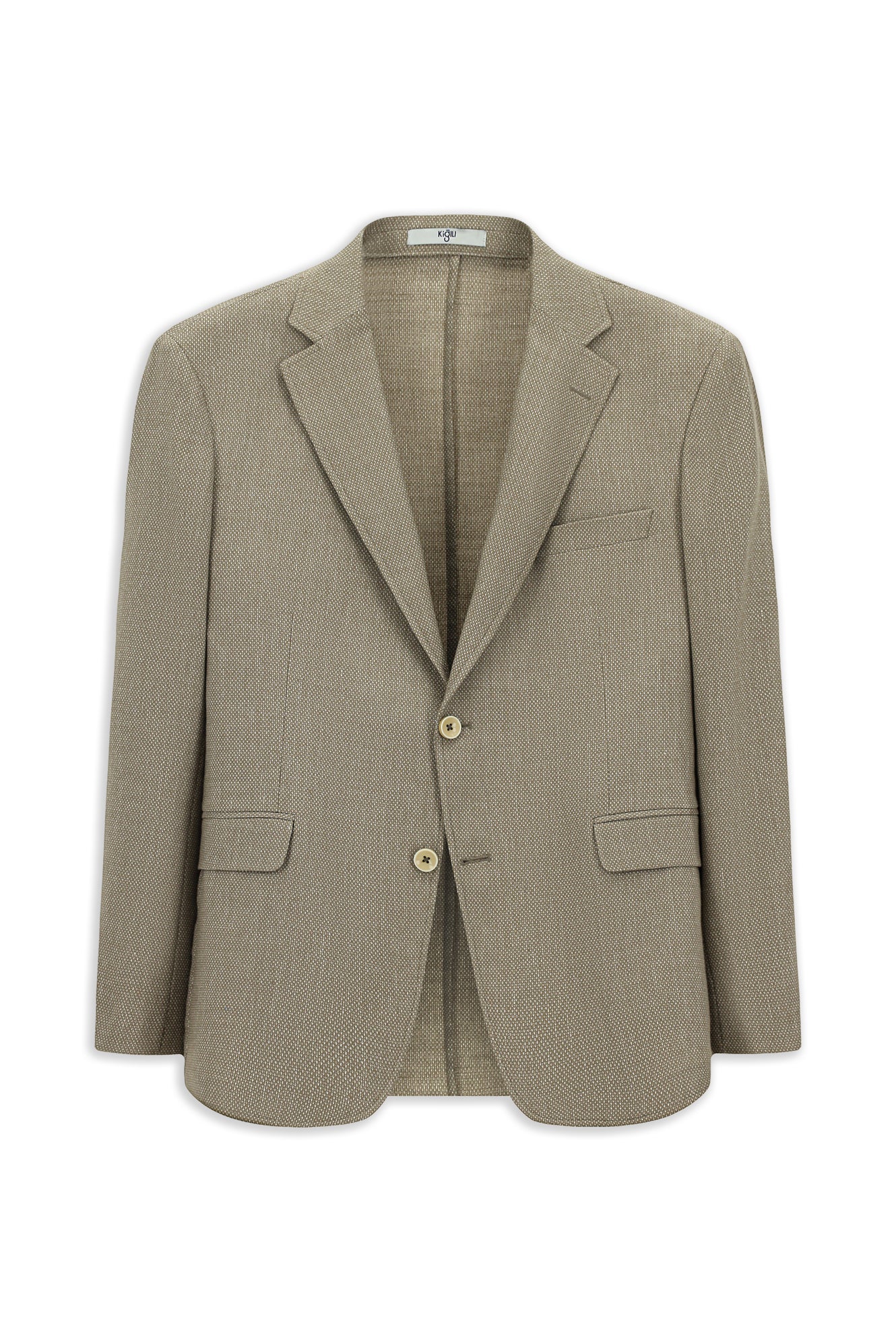 Orta Bej 4 Drop Relaxed Fit Rahat Kesim Klasik Keten Karışımlı Desenli Ceket - Image 6