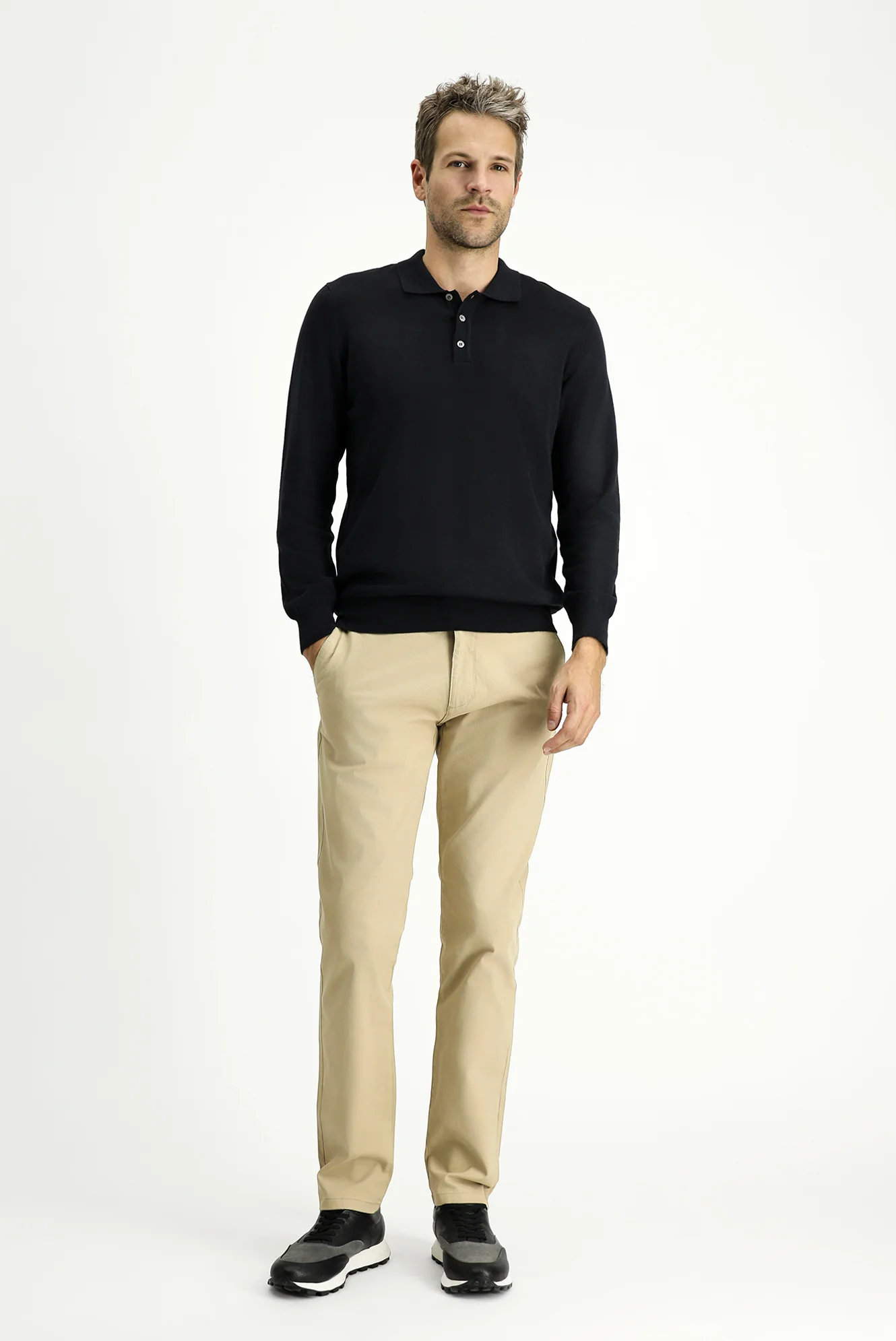 Orta Bej Relaxed Fit Rahat Kesim Likralı Kanvas / Chino Pantolon - Image 2