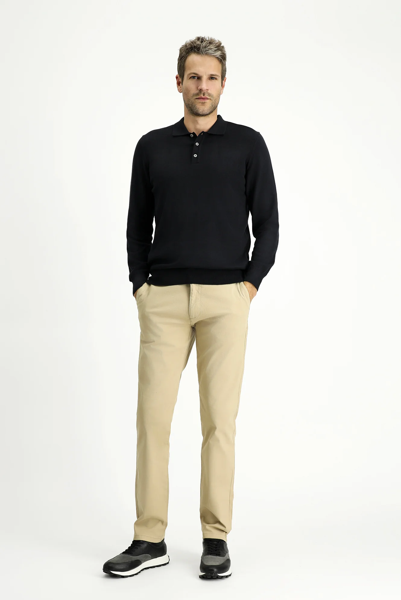 Orta Bej Relaxed Fit Rahat Kesim Likralı Kanvas / Chino Pantolon - Image 3