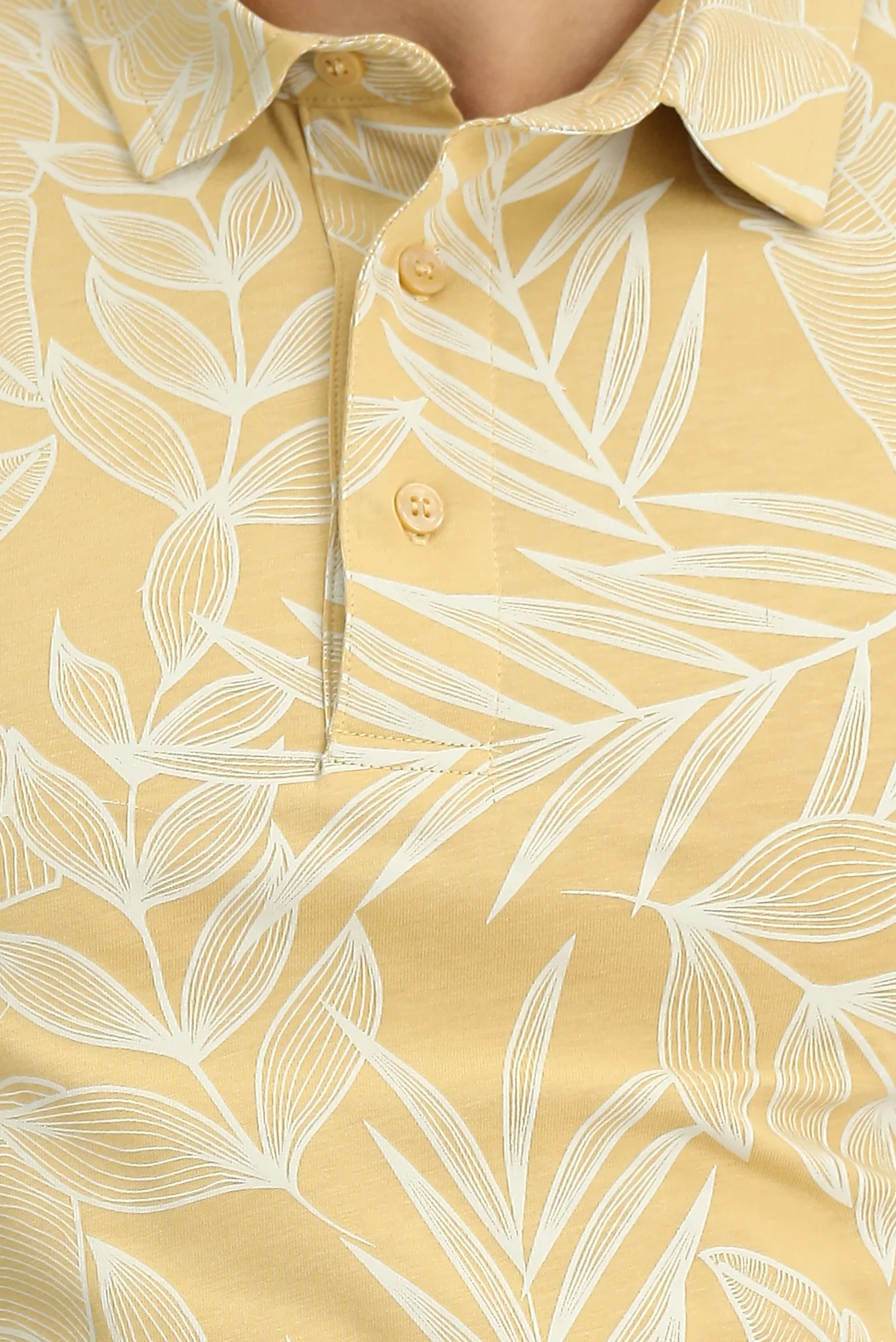Orta Bej Slim Fit Dar Kesim Baskılı Pamuk Polo Yaka Tişört - Image 5