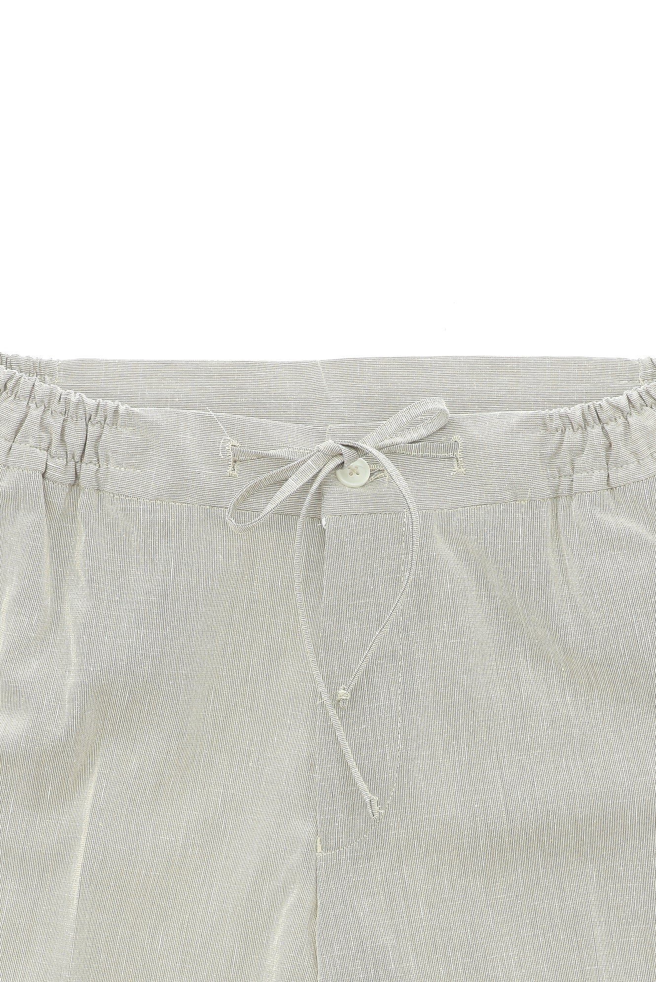 Orta Bej 7 Drop Slim Fit Dar Kesim Beli Lastikli İpli Desenli Pamuklu Keten Karışımlı Takım Elbise - Image 5
