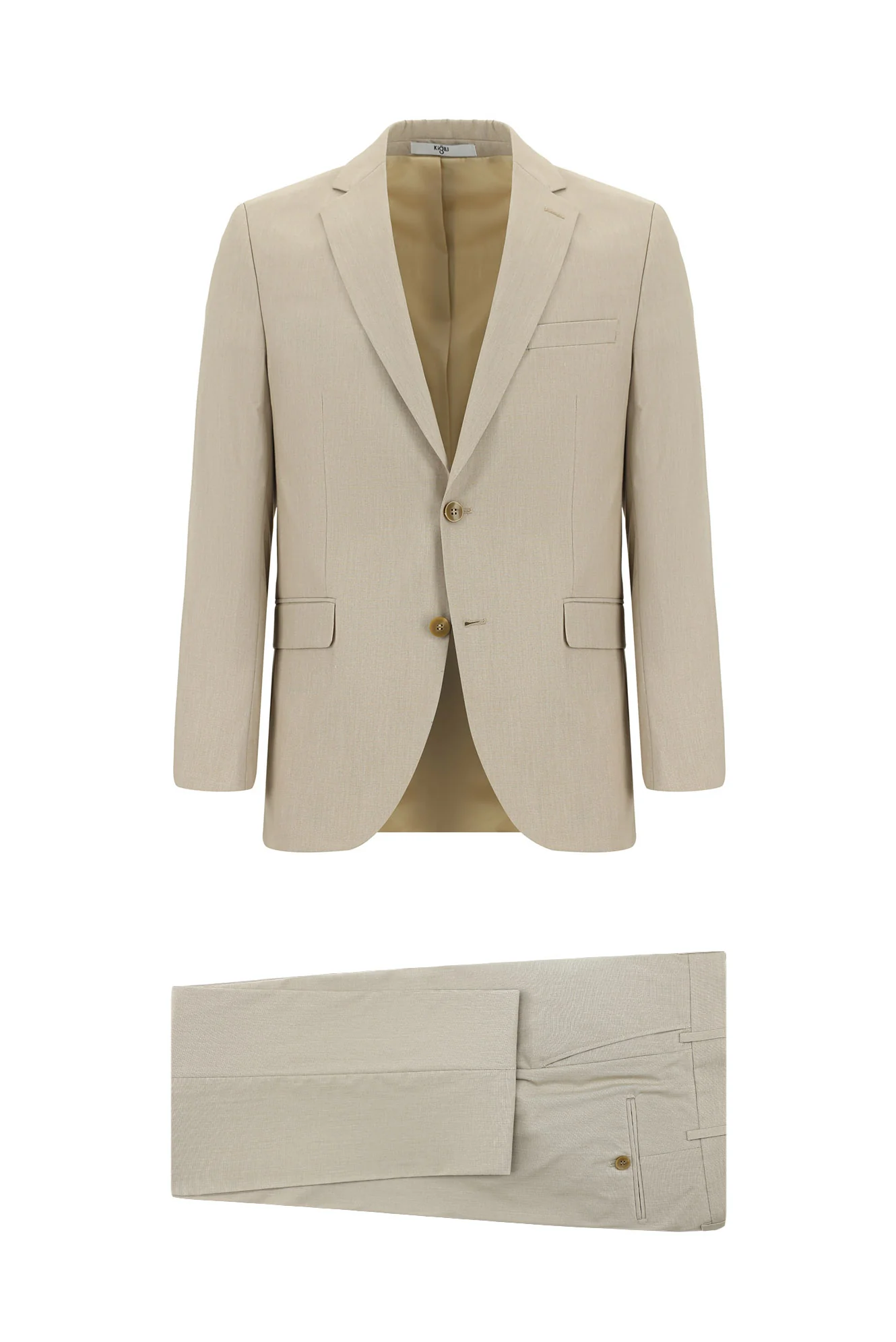 Orta Bej 7 Drop Slim Fit Dar Kesim Takım Elbise