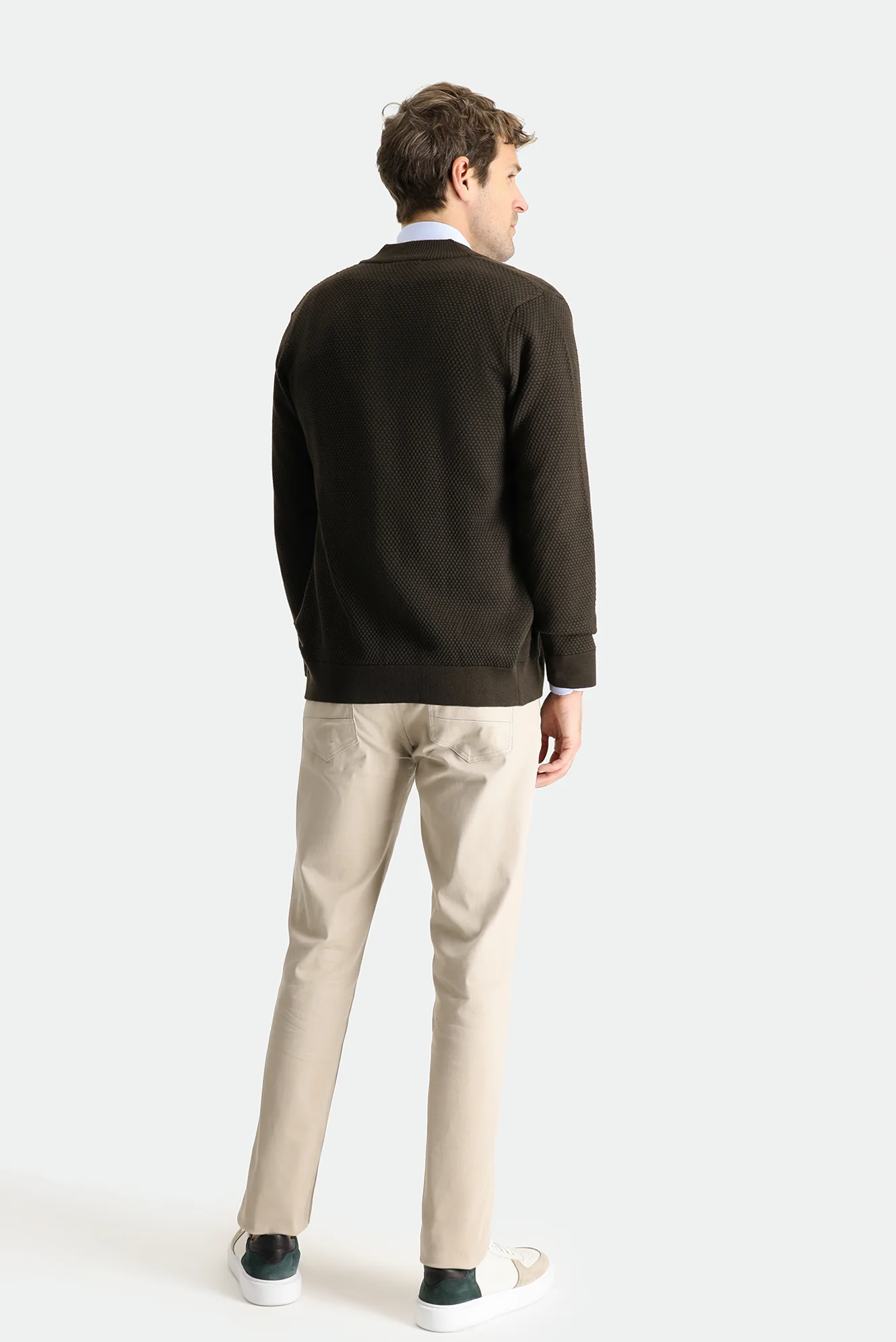 Orta Bej Slim Fit Dar Kesim Likralı Kanvas / Chino Pantolon - Image 4