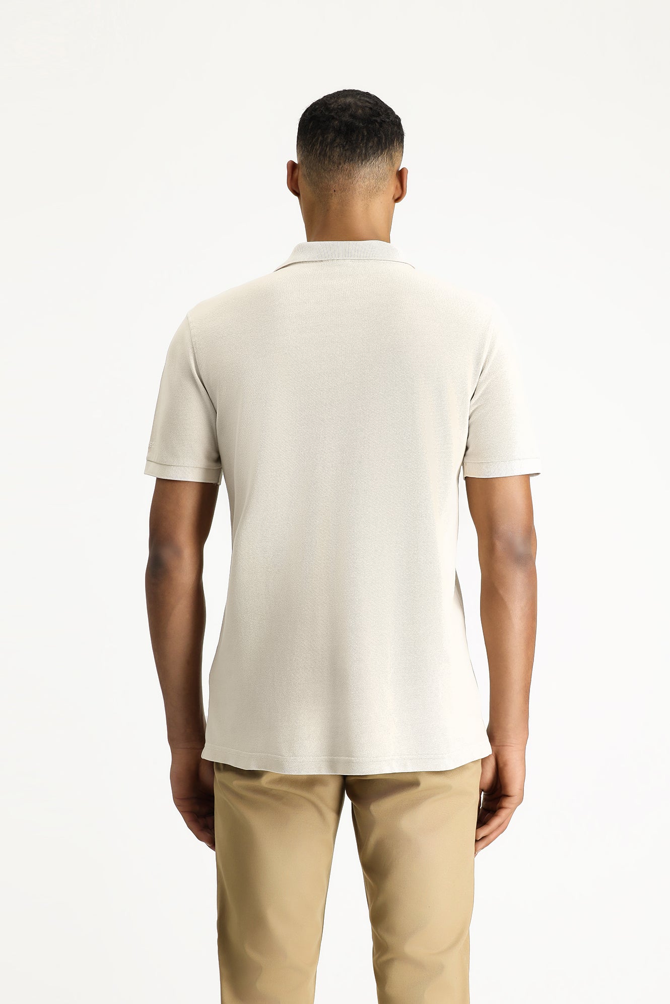 Orta Bej Slim Fit Dar Kesim Nakışlı Pamuk Polo Yaka Tişört - Image 5