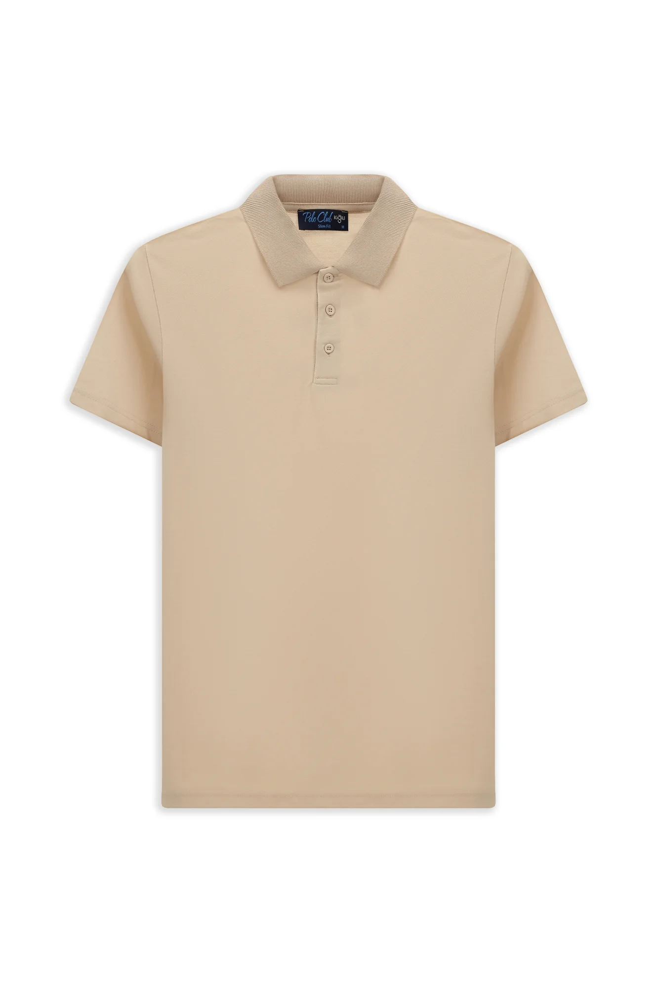 Orta Bej Slim Fit Dar Kesim Nakışlı Pamuklu Polo Yaka Tişört - Image 7