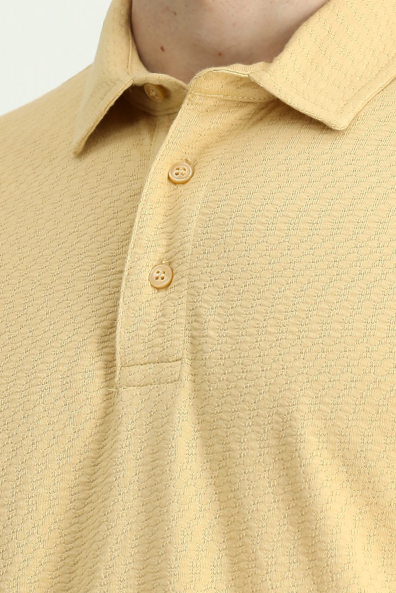 Orta Bej Slim Fit Dar Kesim Pamuk Desenli Polo Yaka Tişört - Image 6