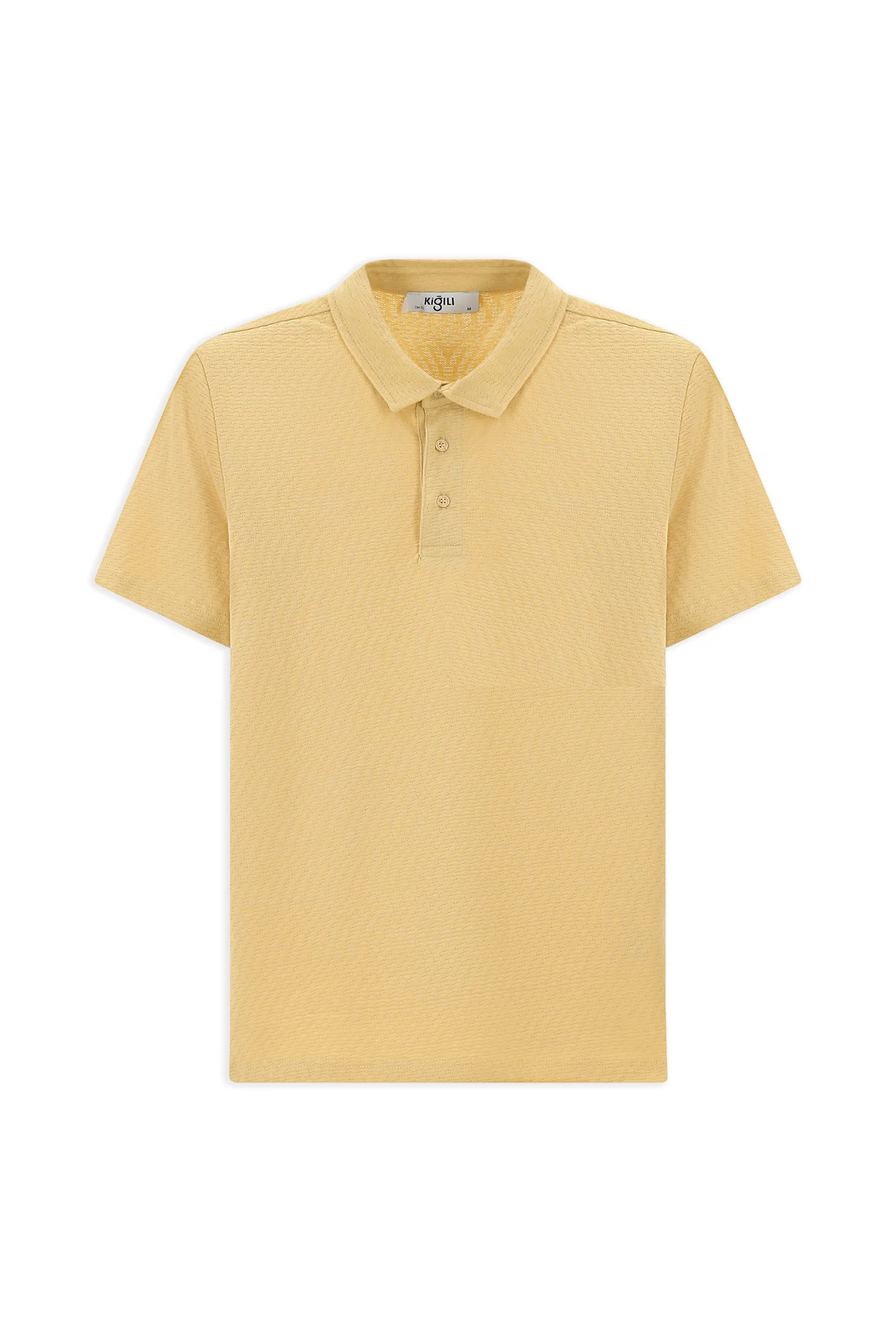 Orta Bej Slim Fit Dar Kesim Pamuk Desenli Polo Yaka Tişört - Image 8