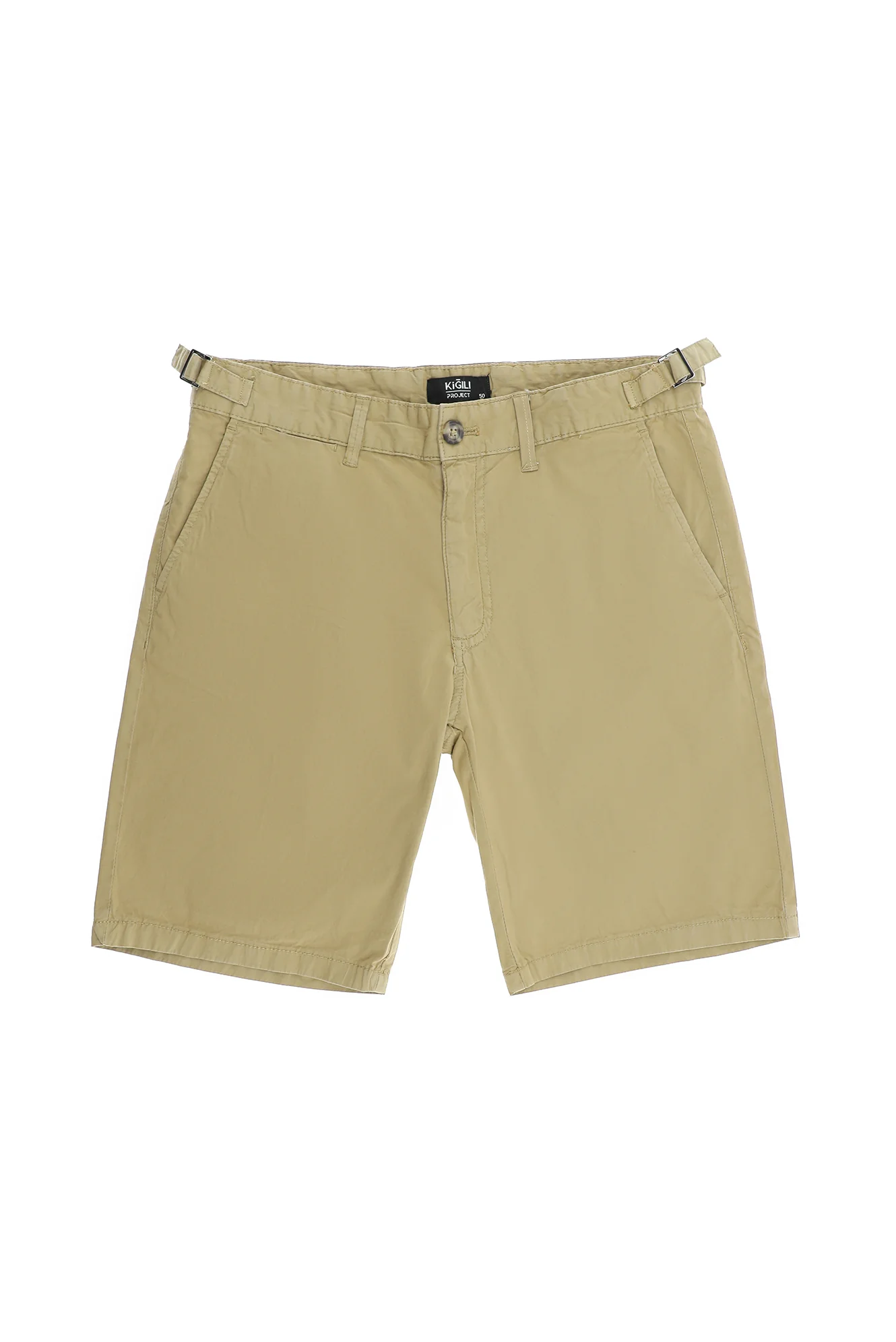 Orta Bej Slim Fit Dar Kesim Pamuklu Bermuda Şort