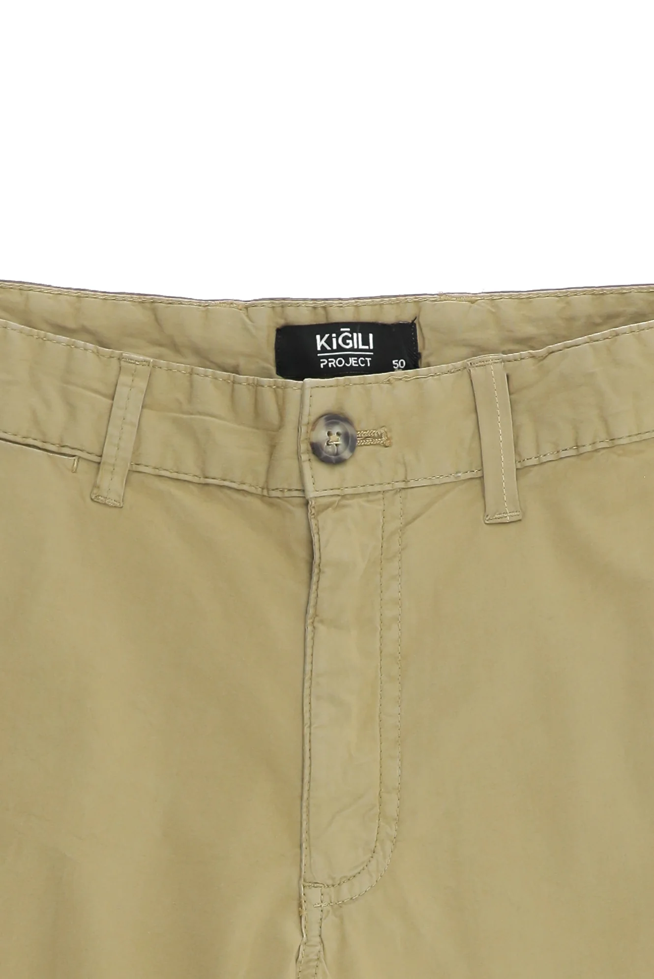 Orta Bej Slim Fit Dar Kesim Pamuklu Bermuda Şort - Image 3