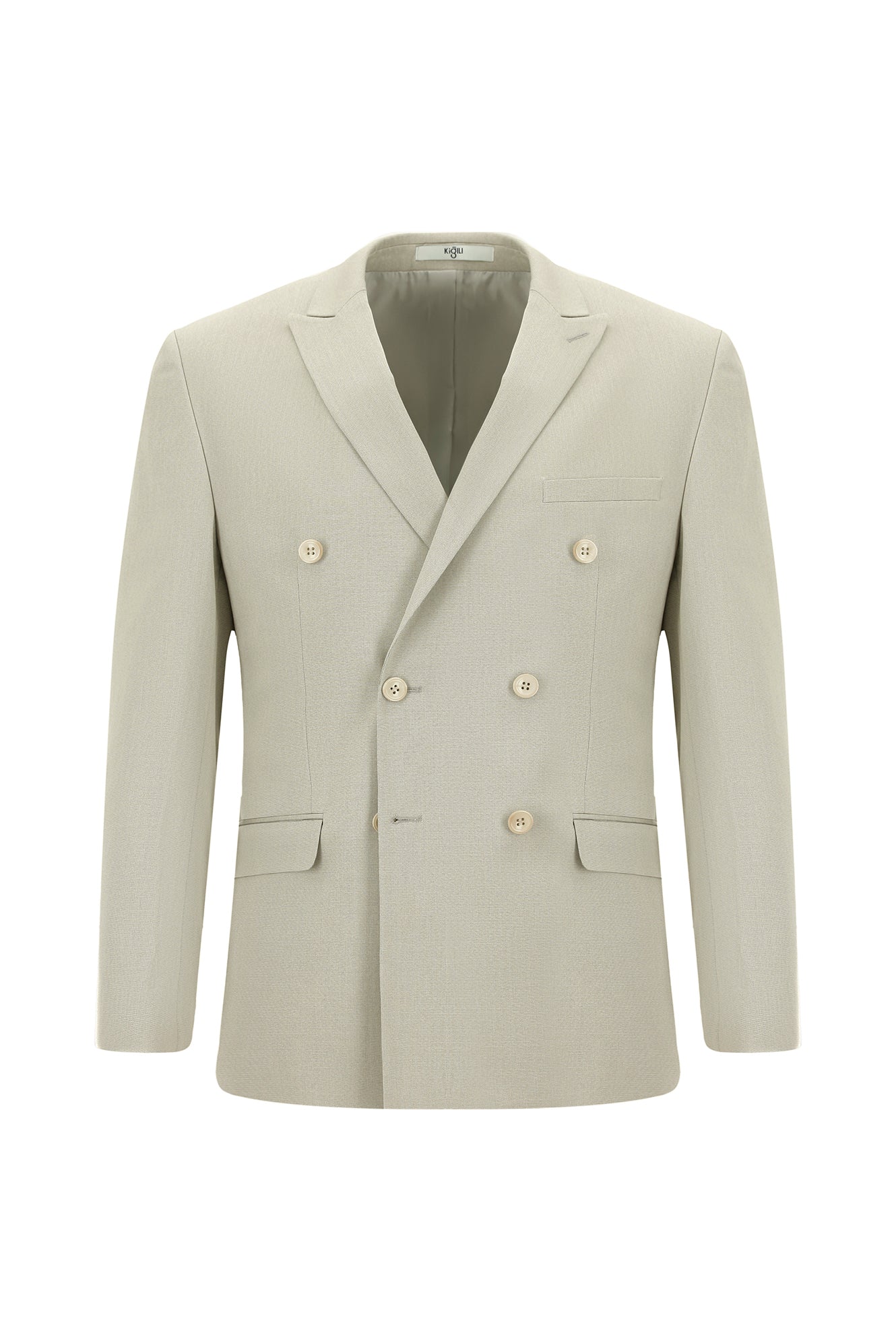 Orta Bej 7 Drop Slim Fit Dar Kesim Pamuklu Lyocell Kruvaze Takım Elbise - Image 2