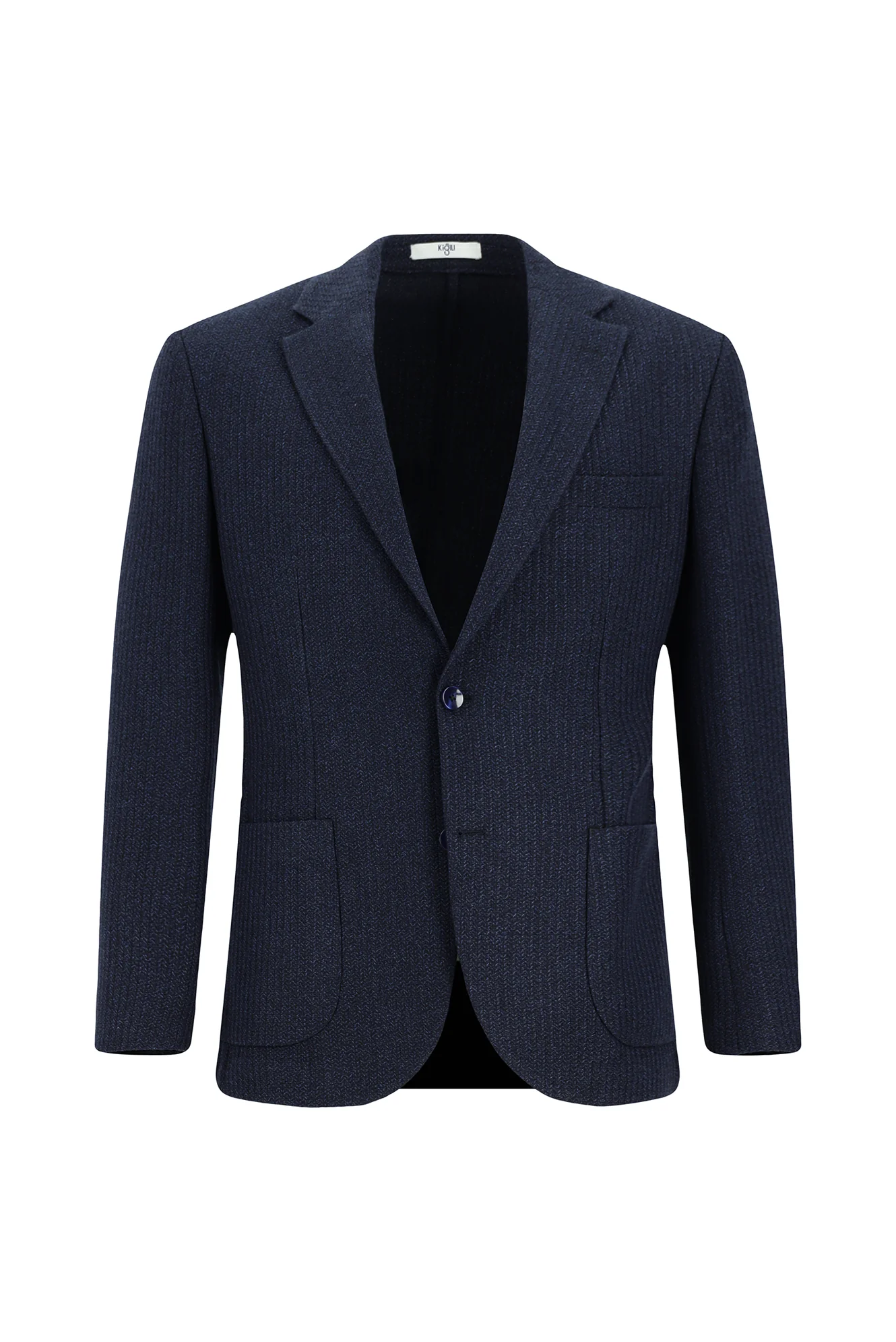 Orta Bej 7 Drop Slim Fit Dar Kesim Mono Yaka Torba Cep Yarım Astar Desenli Spor Yünlü Ceket - Image 7