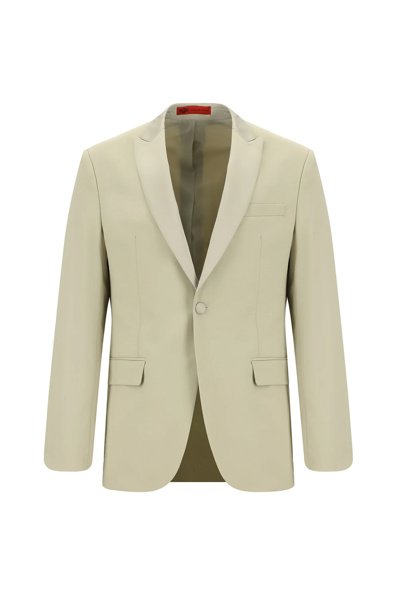 Orta Bej 7 Drop Super Slim Fit Eksra Dar Kesim Sivri Yaka Smokin & Damatlık - Image 2