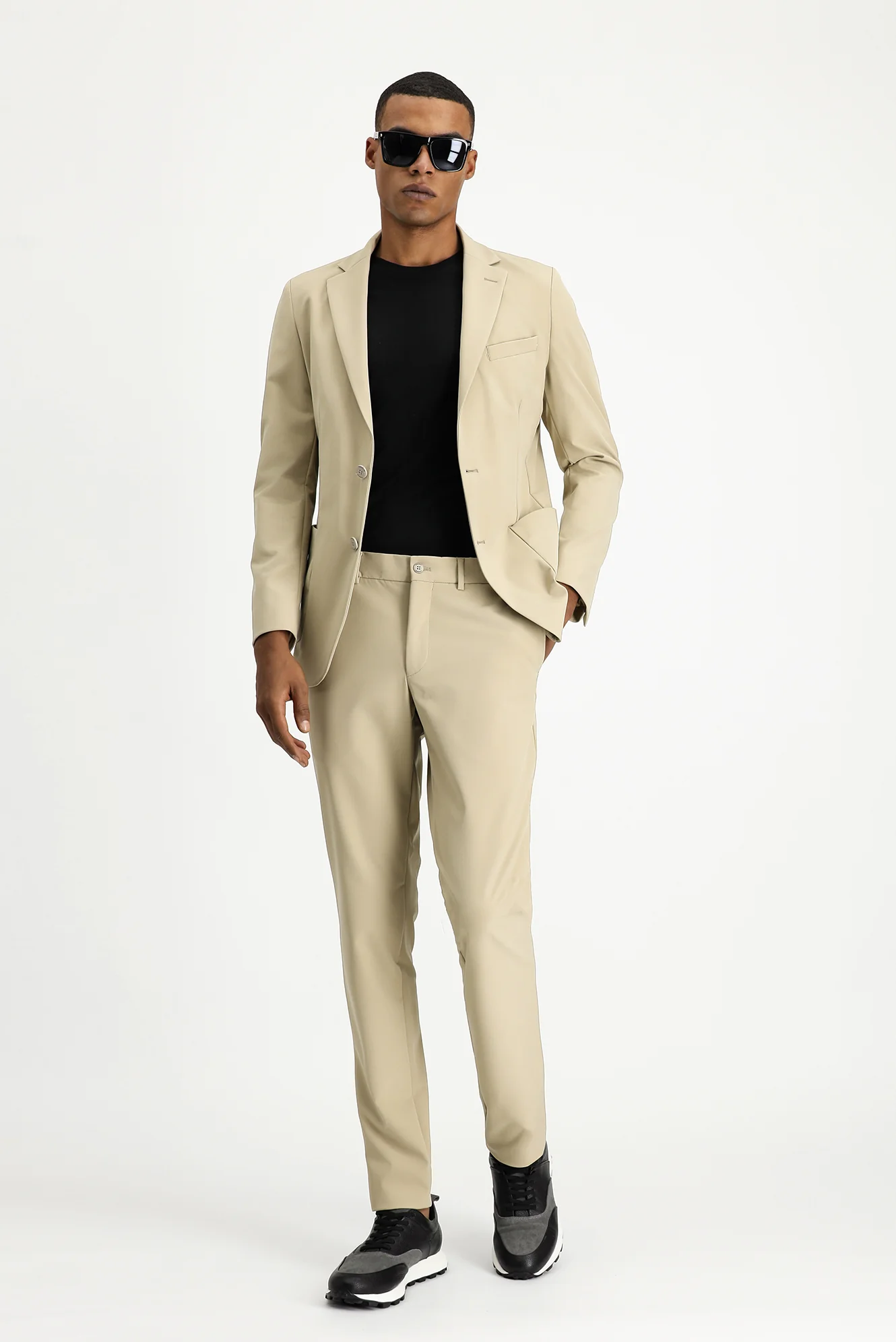 Orta Bej Techno-Line 7 Drop Super Slim Fit Eksra Dar Kesim Takım Elbise - Image 2