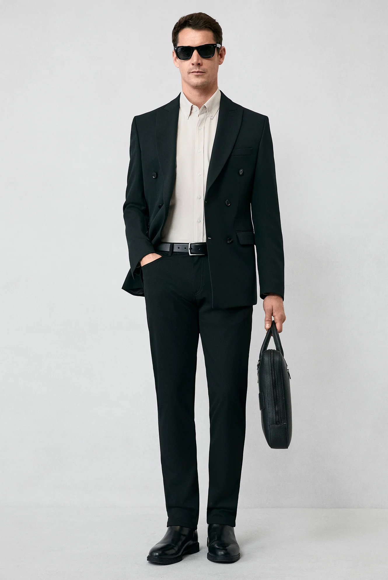 Orta Bej Uzun Kol Slim Fit Düğmeli Yaka Pamuklu Kolay Ütülenebilir 4 Mevsim Oxford Gömlek - Image 7